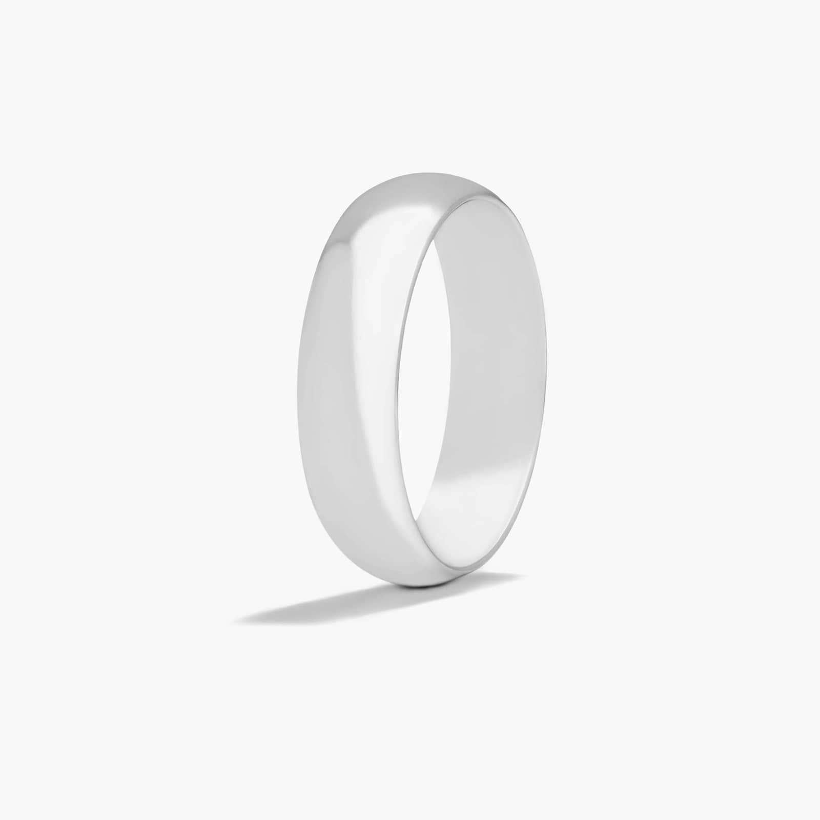 Low Dome Wedding Band In 14K White Gold (6.00mm)