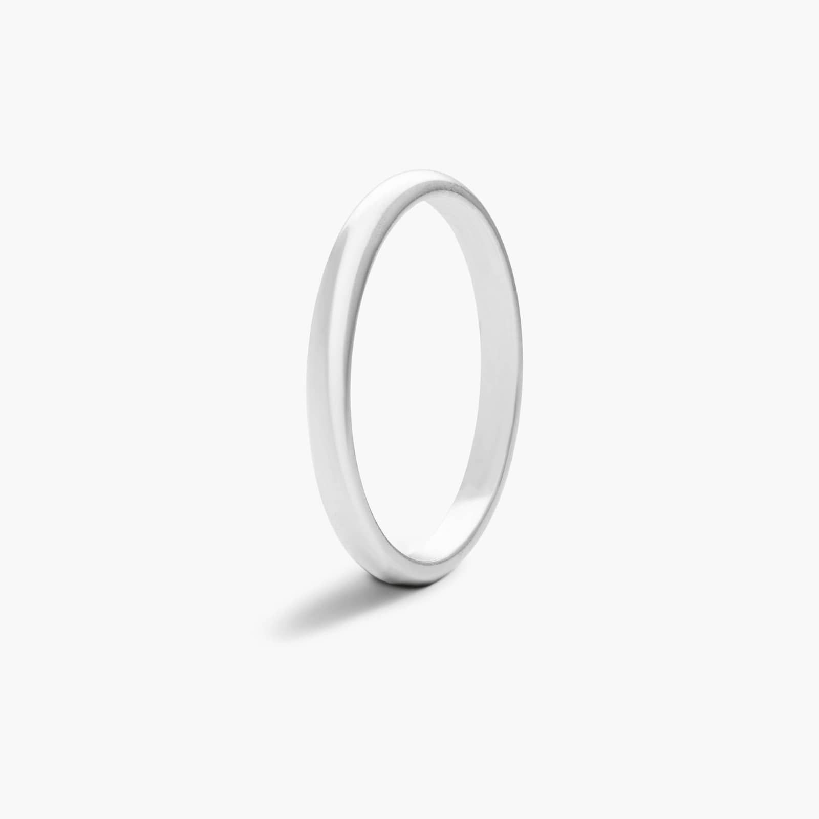 Traditional Slightly Curved Wedding Band In 18K White Gold (2.00mm)