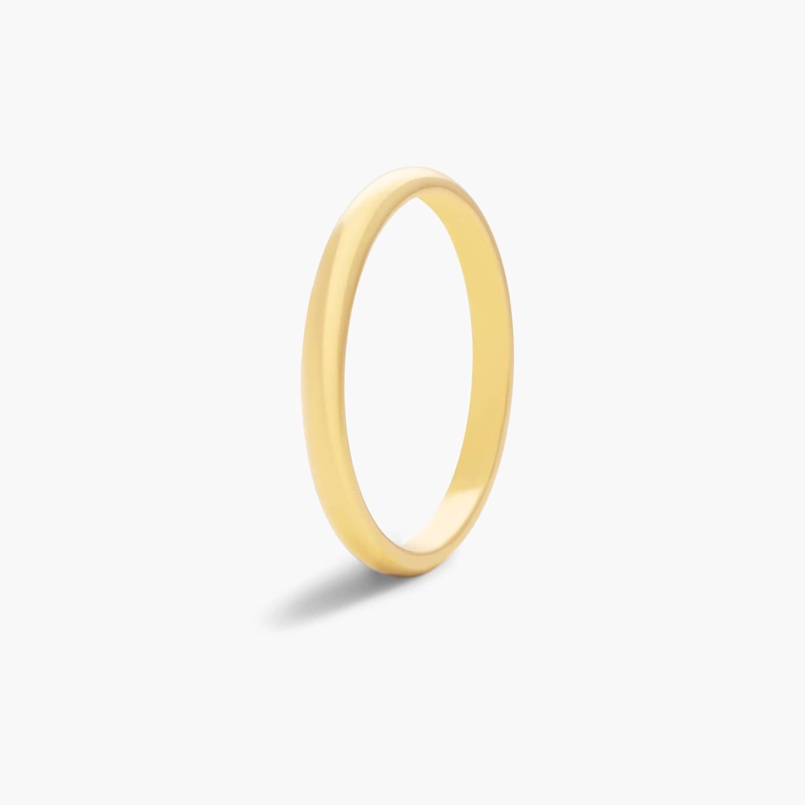 Traditional Slightly Curved Wedding Band In 14K Yellow Gold (2.00mm)