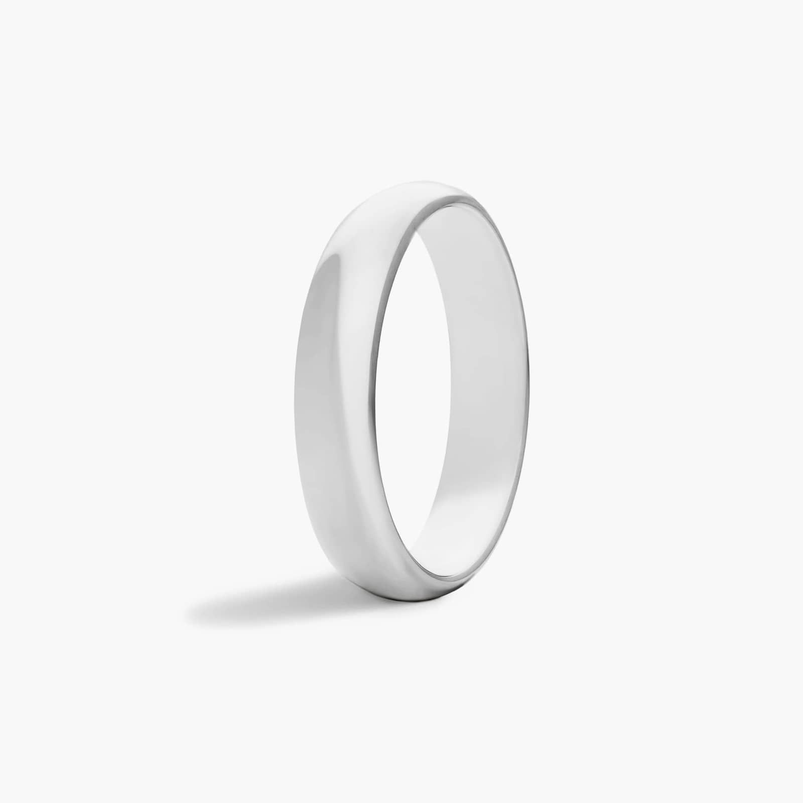 Traditional Slightly Curved Wedding Band In 18K White Gold (4.00mm)