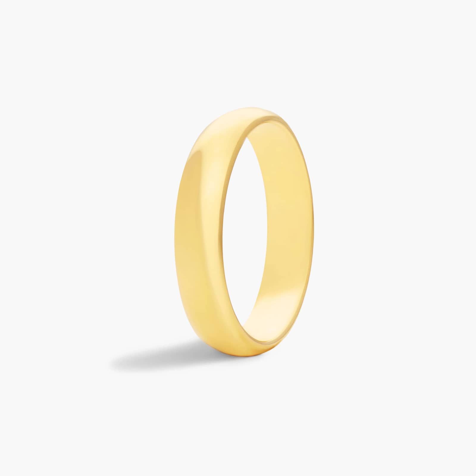 Traditional Slightly Curved Wedding Band In 14K Yellow Gold (4.00mm)