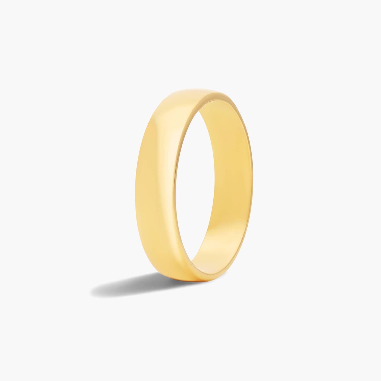 Traditional Slightly Curved Wedding Band In 14K Yellow Gold (5.00mm)