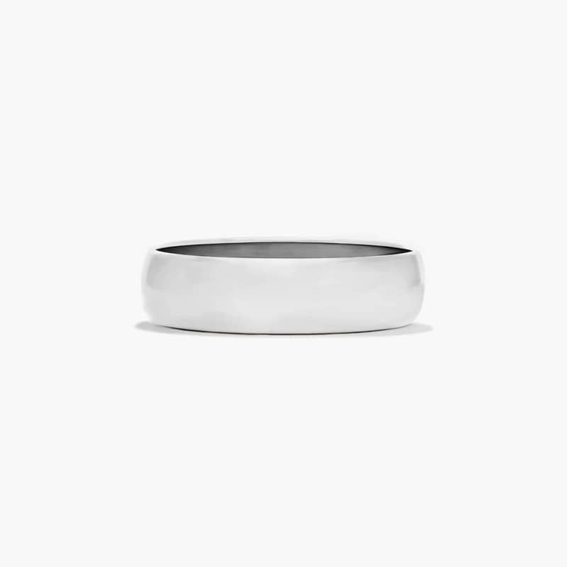 Traditional Slightly Curved Wedding Band In 14K White Gold (6.00mm)