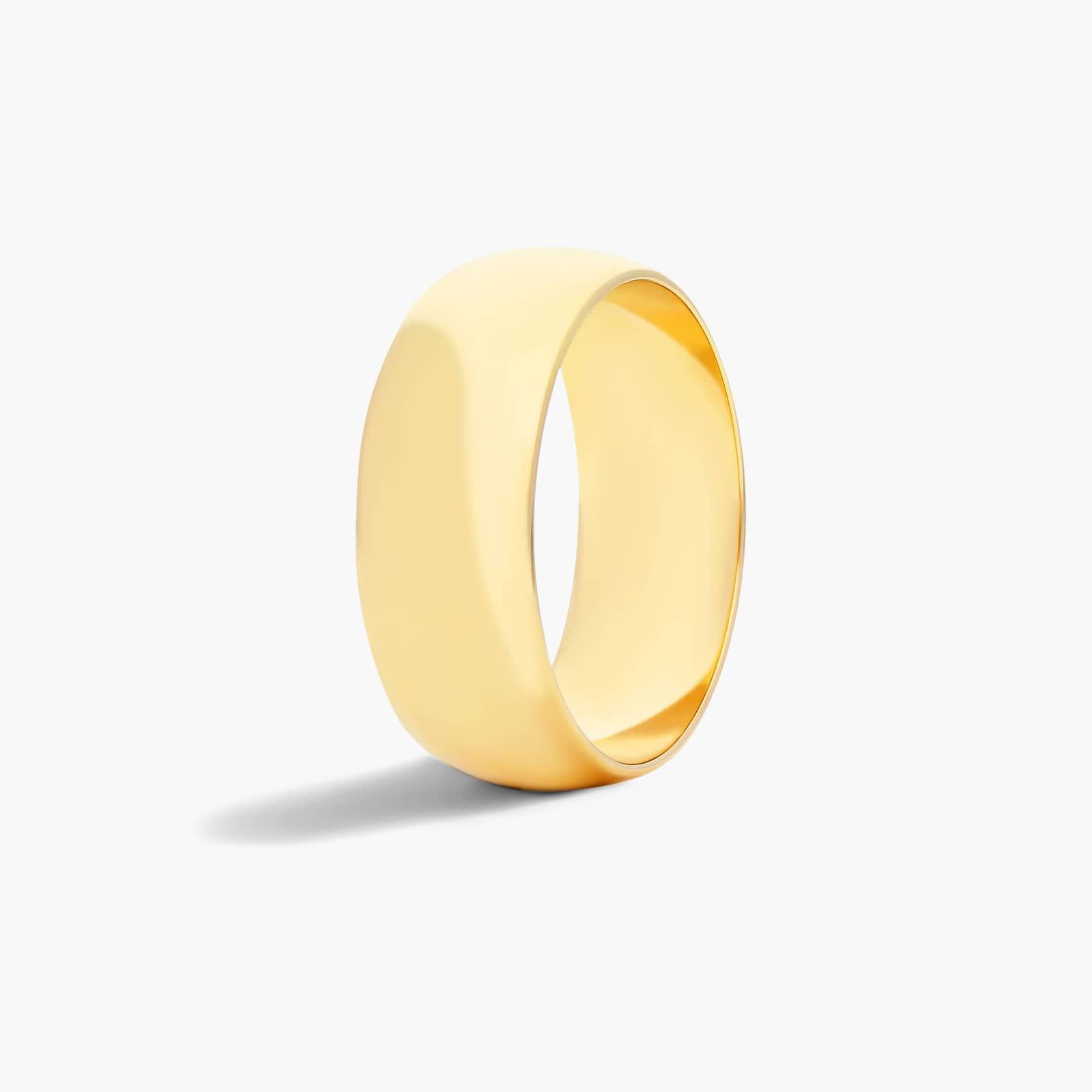 Traditional Slightly Curved Wedding Band In 14K Yellow Gold (8.00mm)