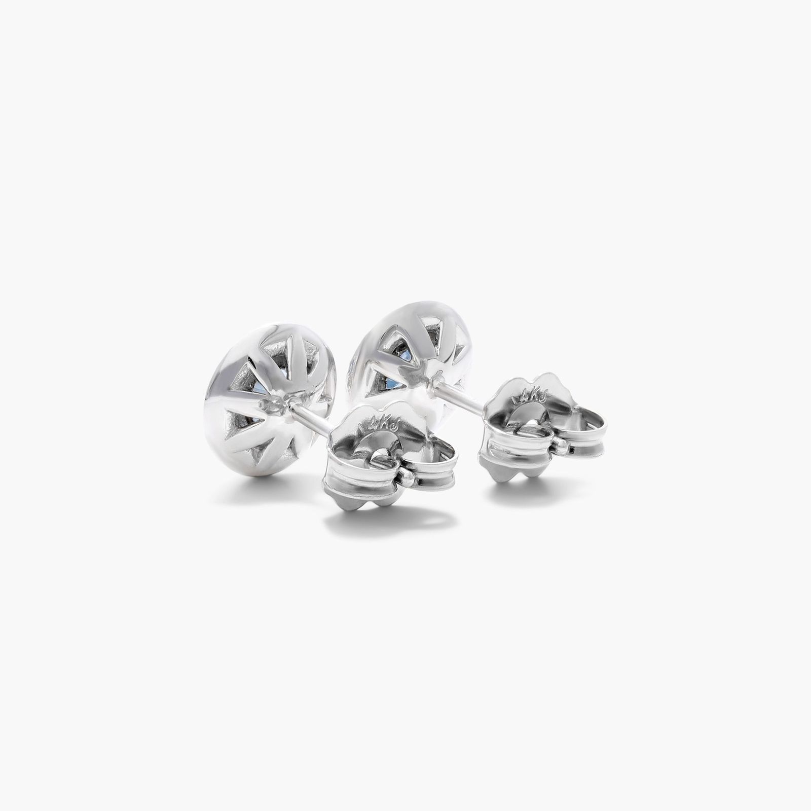 14K White Gold Aquamarine and Diamond Pavé Halo Earrings