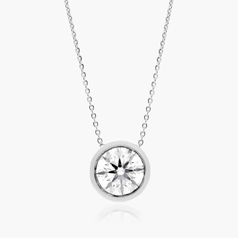 14K White Gold Bezel Lab-Grown Diamond Pendant (0.50 CTW - F-G / VS2-SI1)
