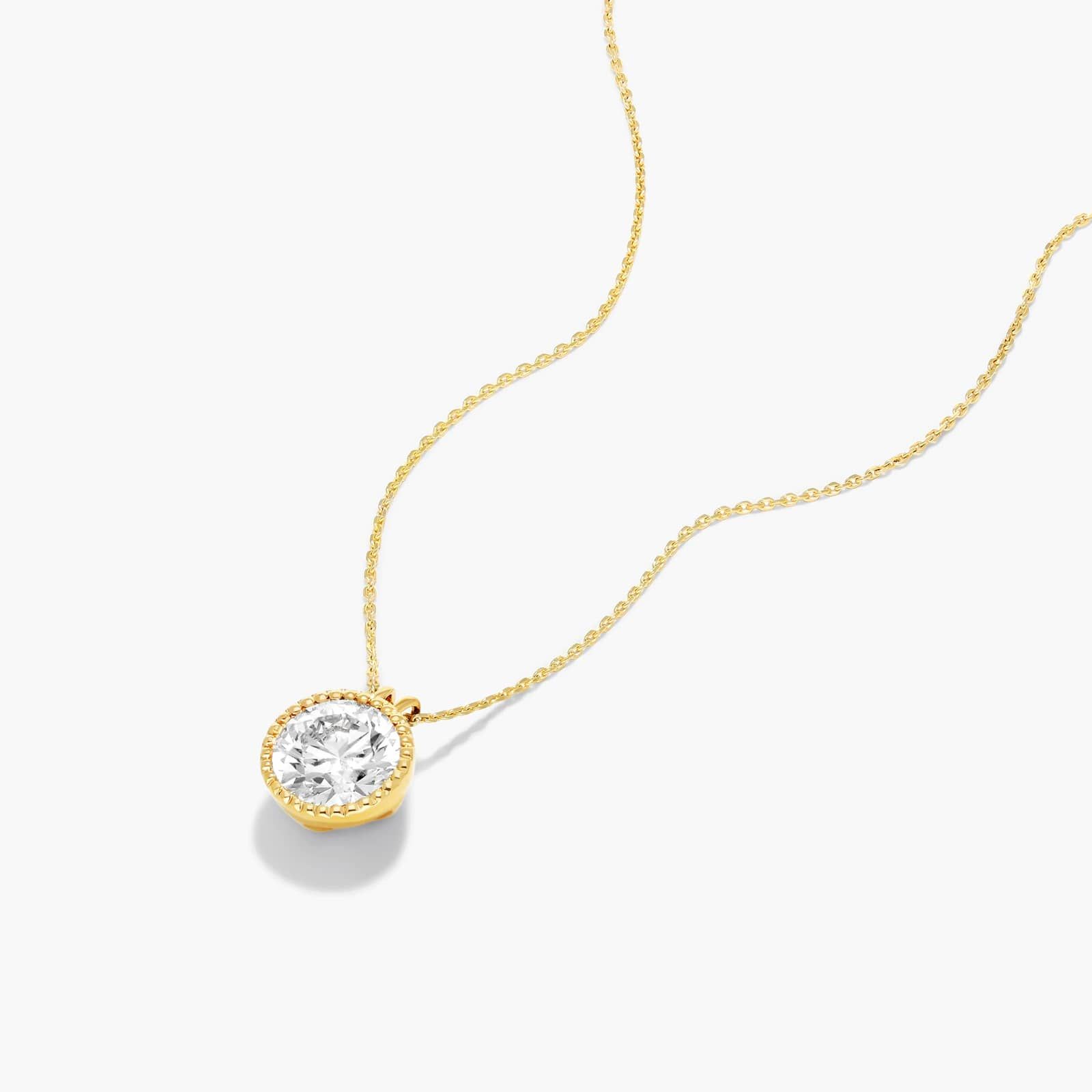 14K Yellow Gold Milgrain Bezel Lab-Grown Diamond Pendant (0.25 CTW - F-G / VS2-SI1)