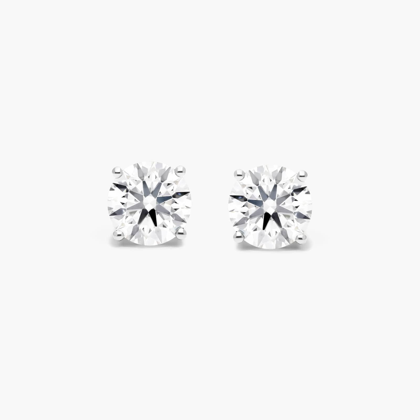 14K White Gold Four Prong Round Brilliant Lab-Grown Diamond Stud