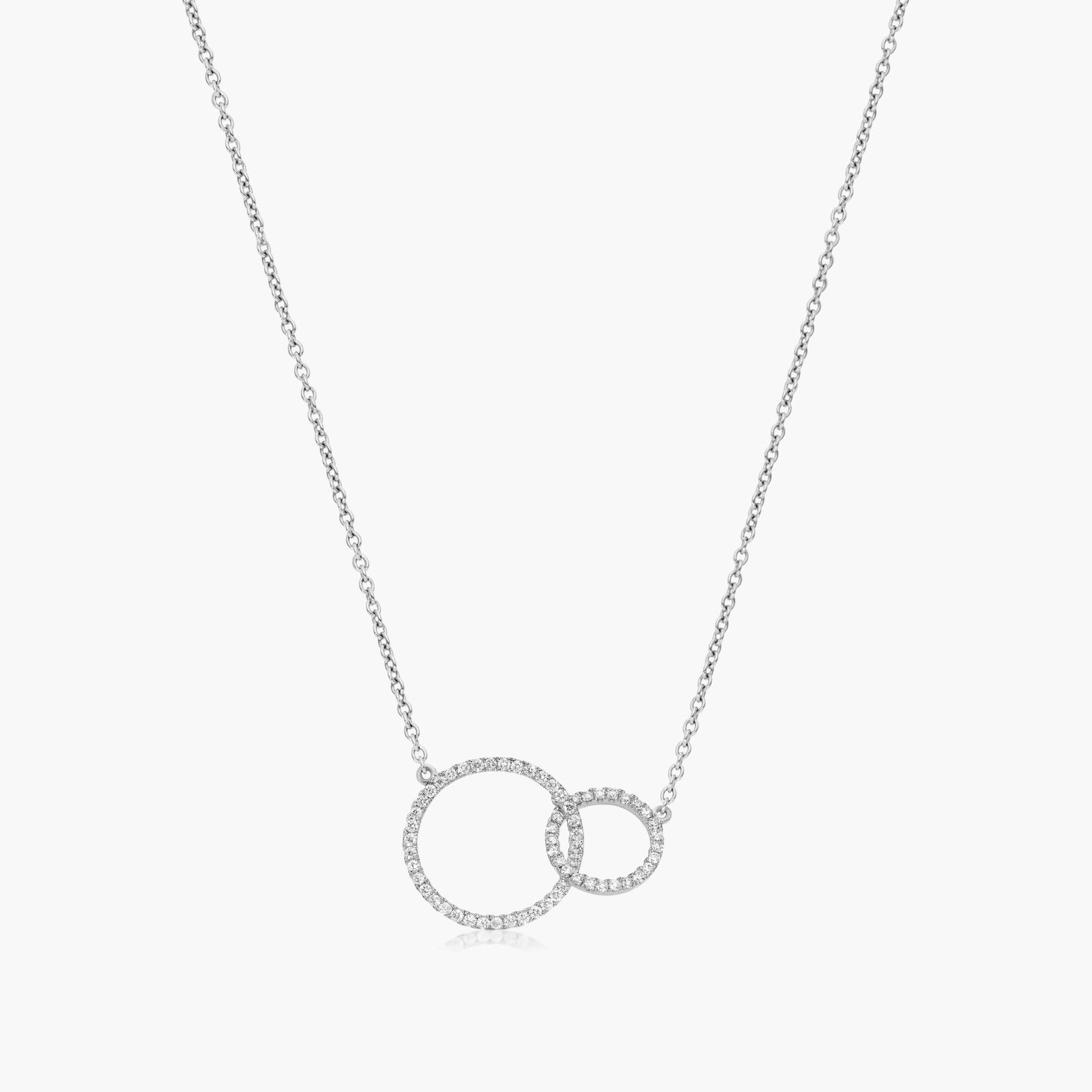 Intertwined Diamond Circle Necklace In 14K White Gold-37015w14