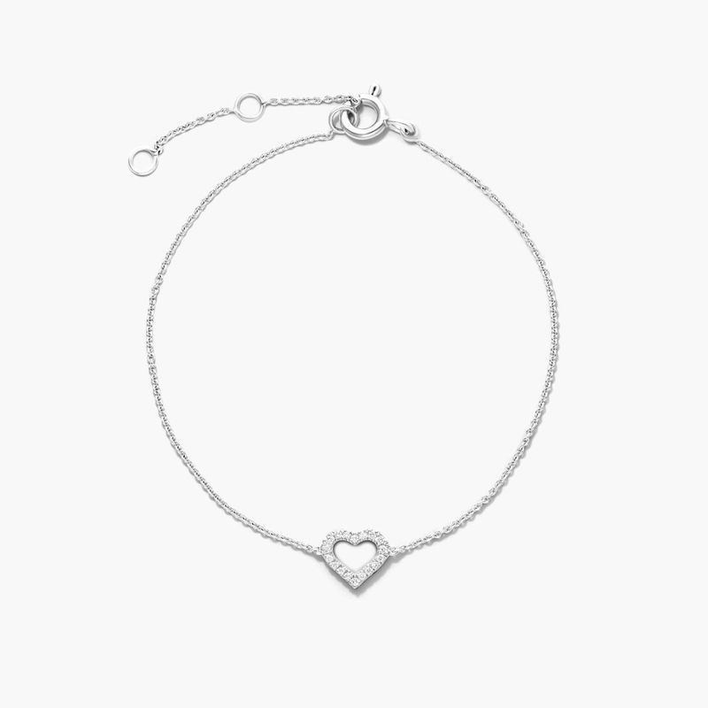 Heart Diamond Bracelet In 14K White Gold