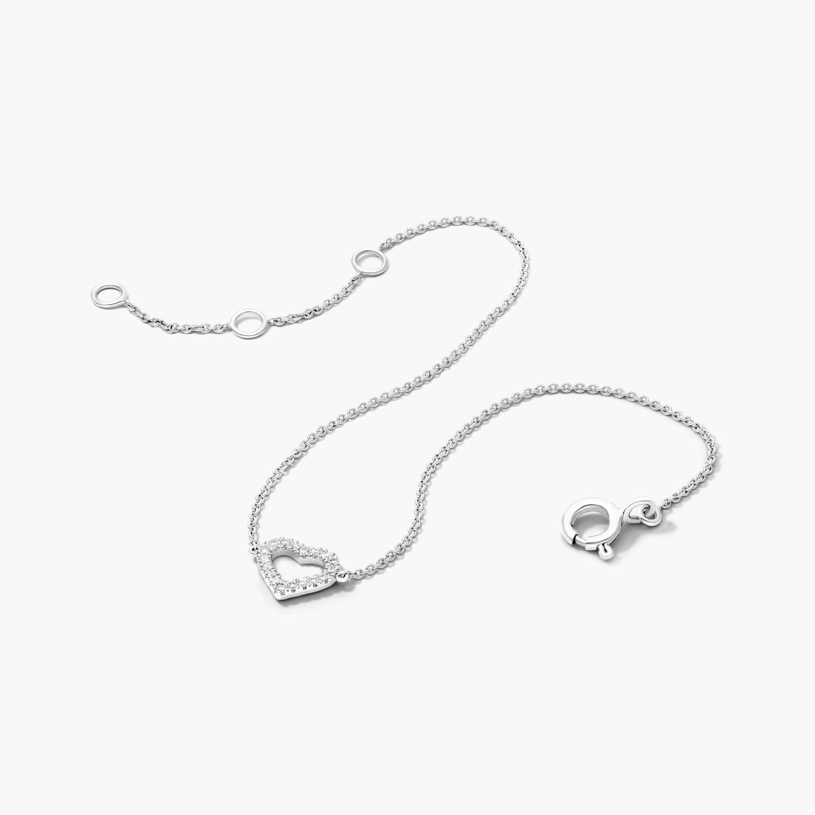 Heart Diamond Bracelet In 14K White Gold