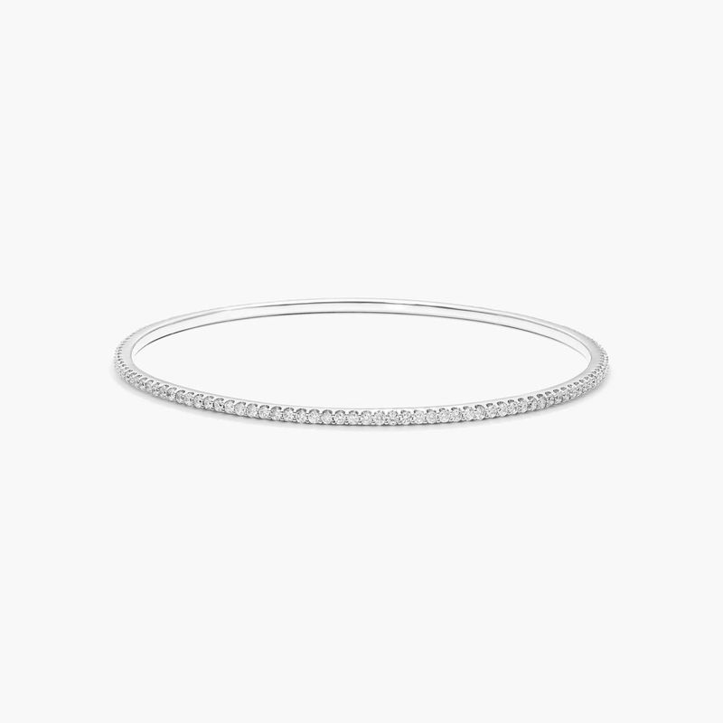14K White Gold Pavé Diamond Bangle
