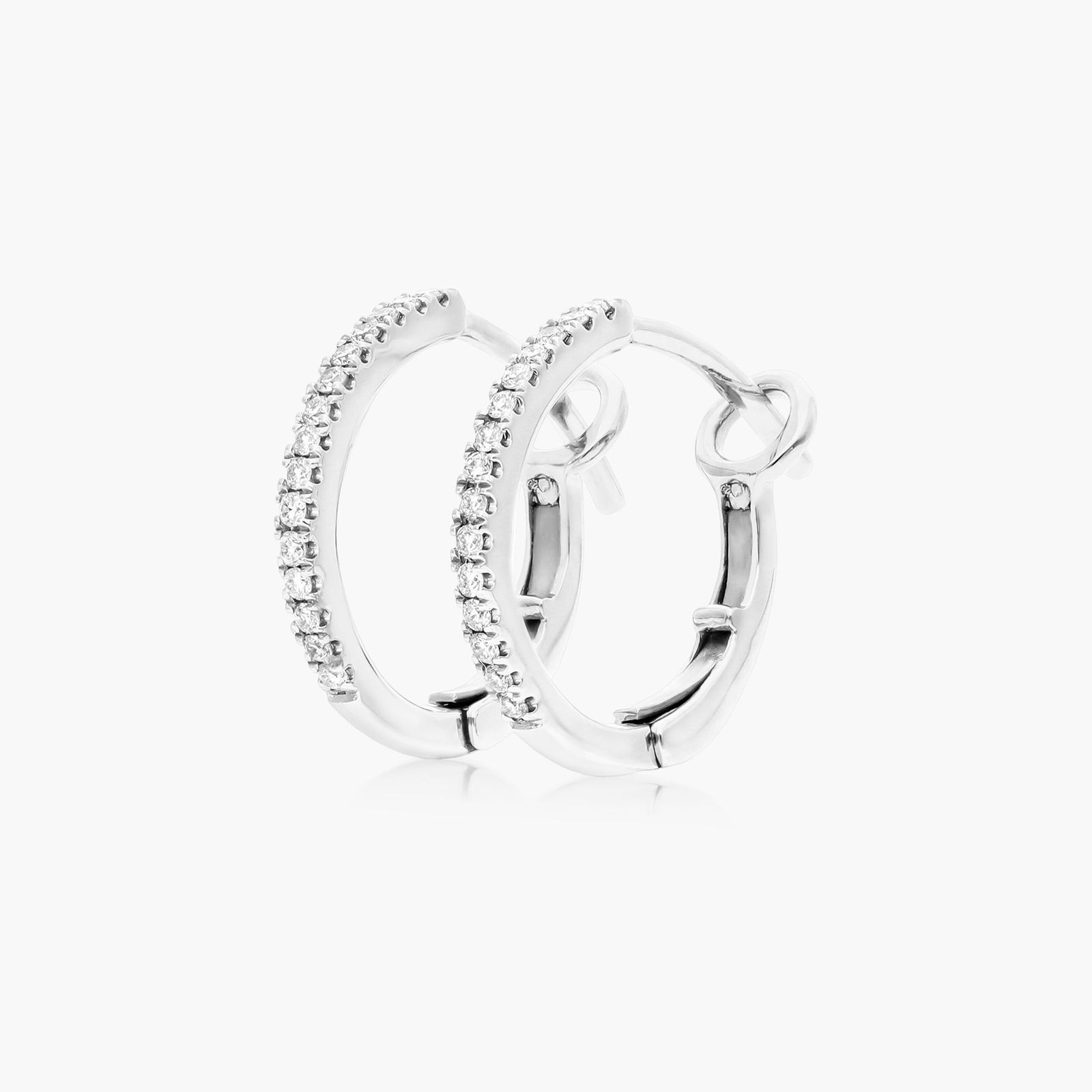 Diamond Huggie Hoop Earrings In 14K White Gold