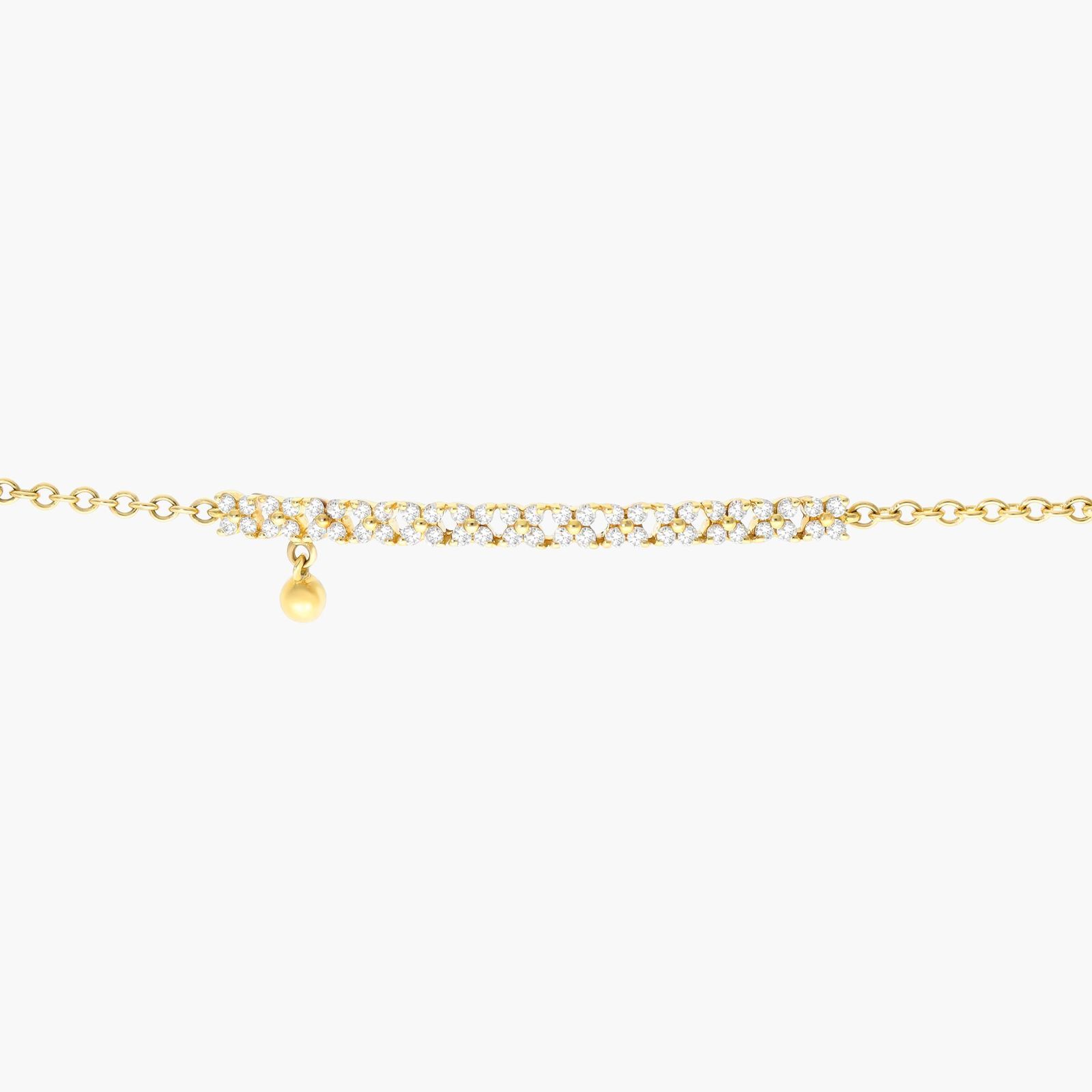 Open Circle Detail Bar Diamond Bracelet In 14K Yellow Gold