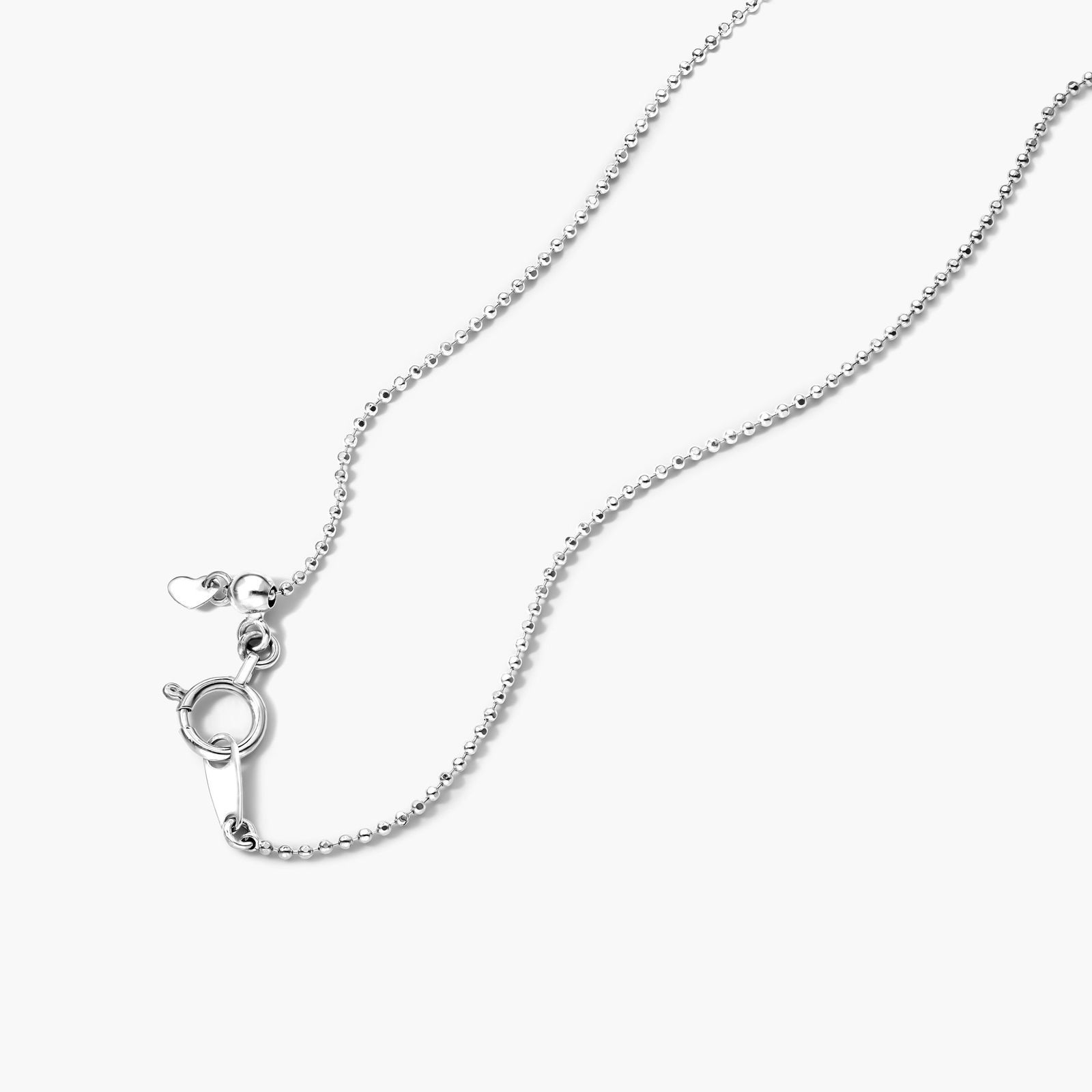 Faceted Bead Chain Diamond Station Necklace In 14K White Gold