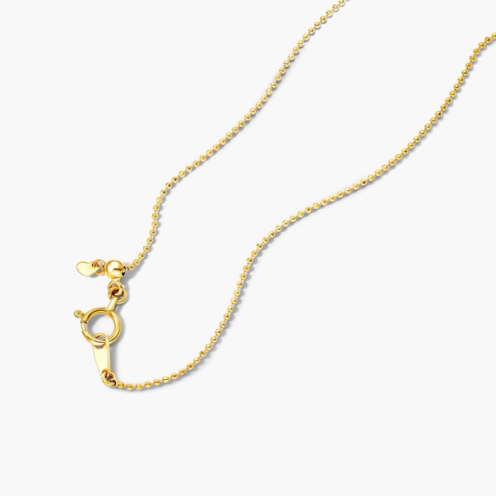 Faceted Bead Chain Diamond Station Necklace In 14K Yellow Gold