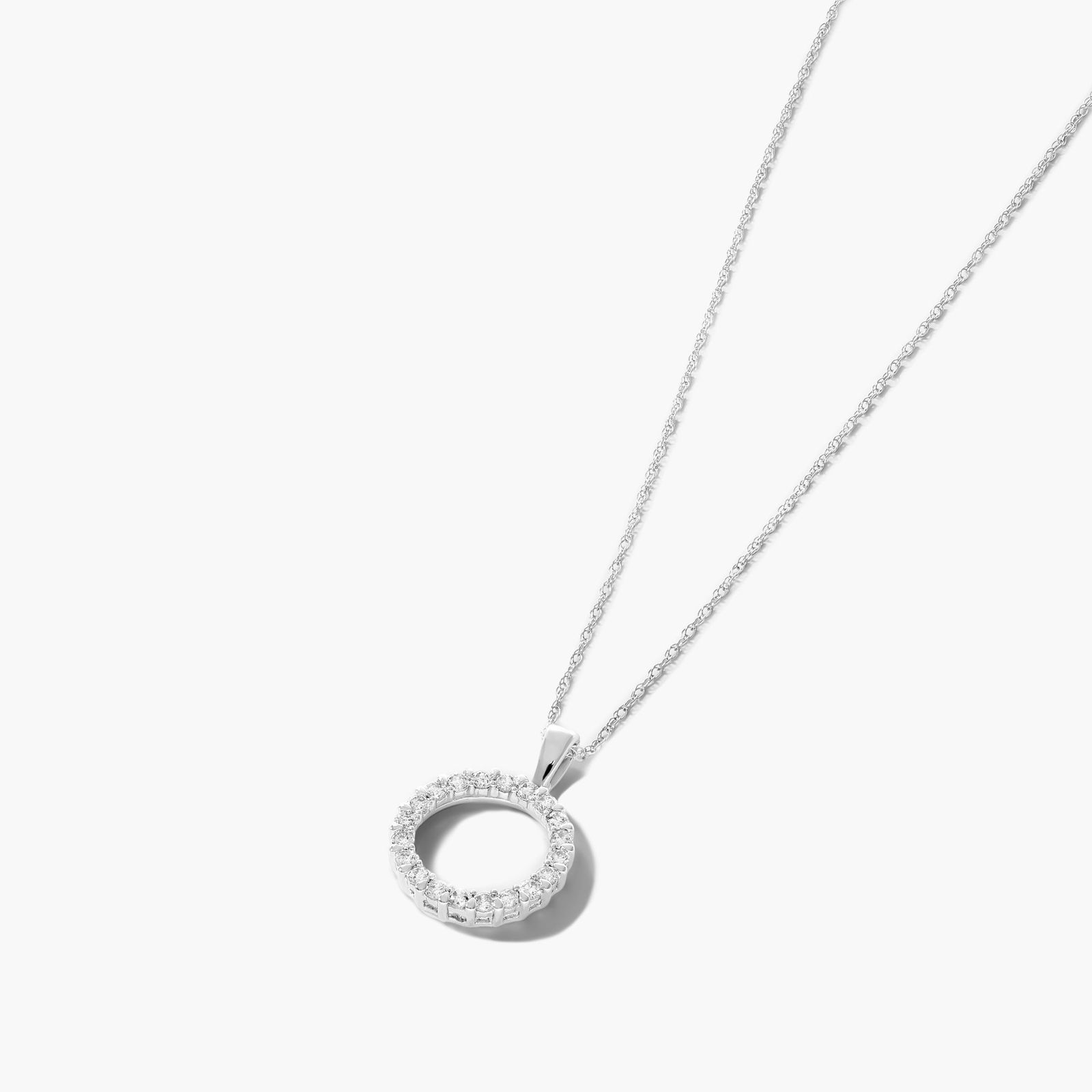 Open Diamond Circle Necklace In 14K White Gold