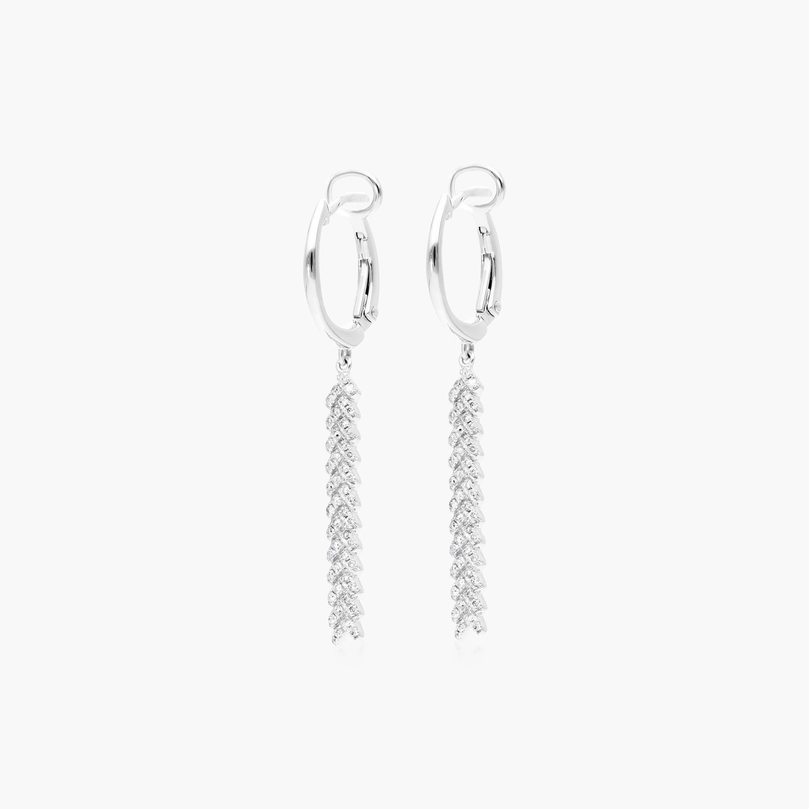 Chevron Diamond Drop Earrings In 14K White Gold