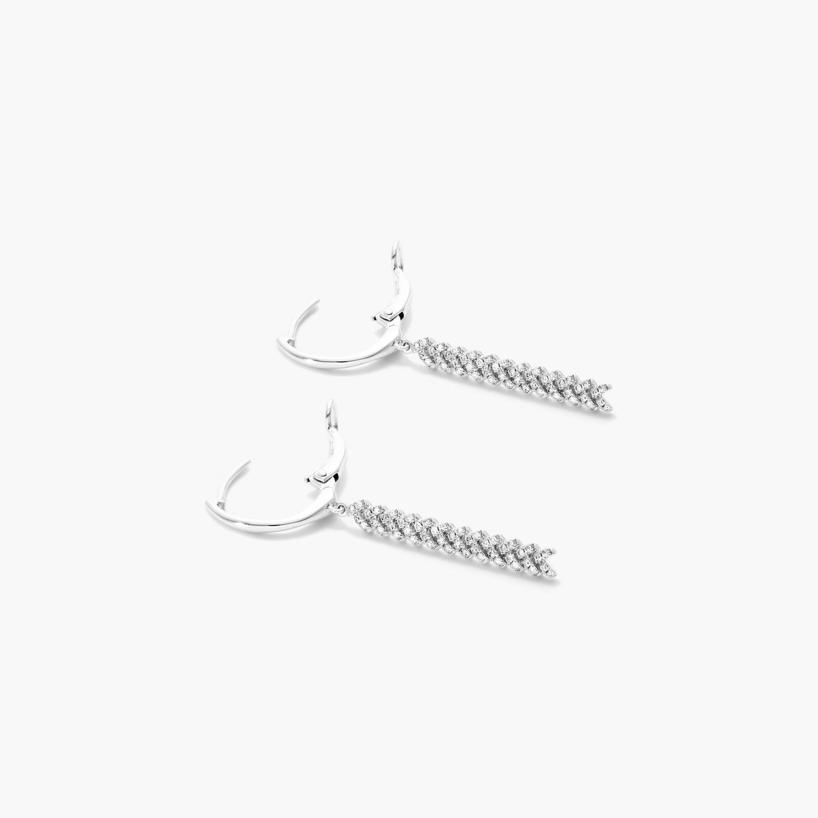 Chevron Diamond Drop Earrings In 14K White Gold