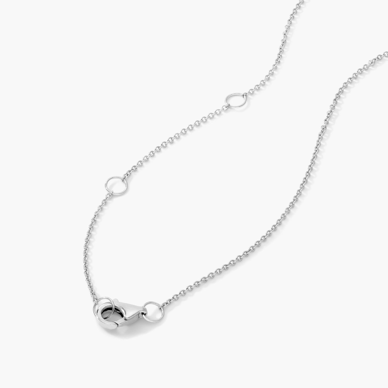 Graduated Curving Diamond Bar Necklace In 14K White Gold