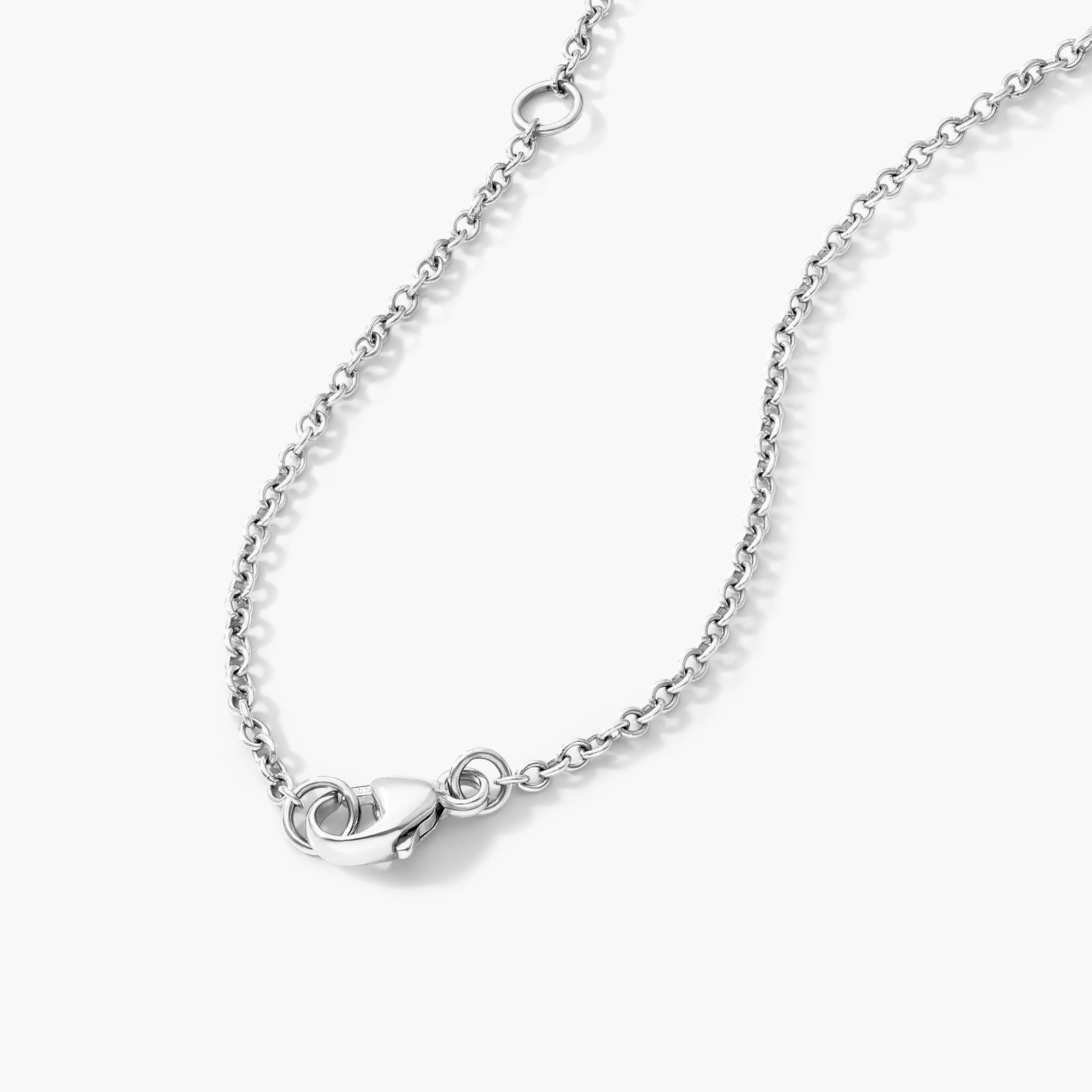 Clover Milgrain Bezel Diamond Station Necklace In 14K White Gold