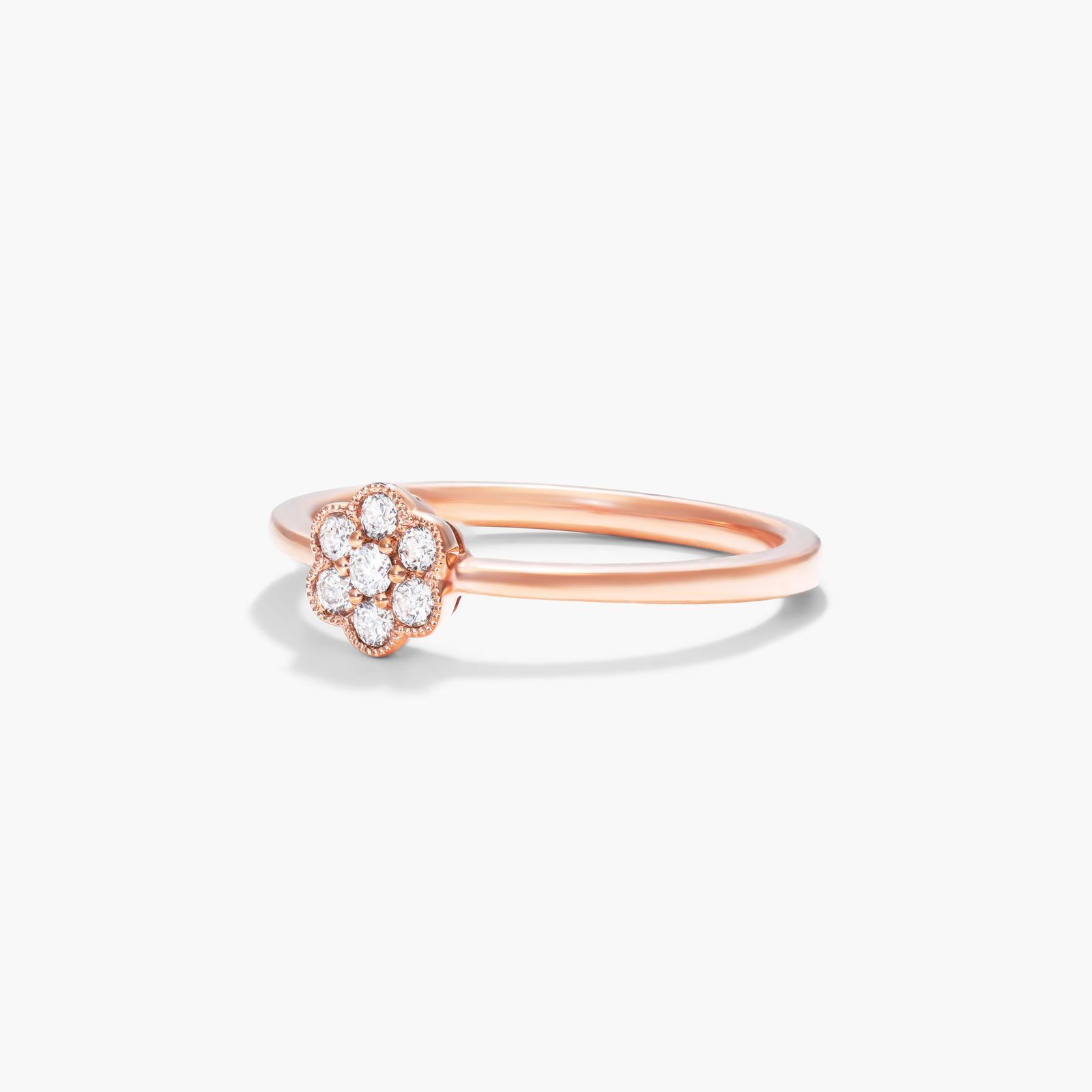 Golden Blossoms Milgrain Diamond Ring In 14K Rose Gold