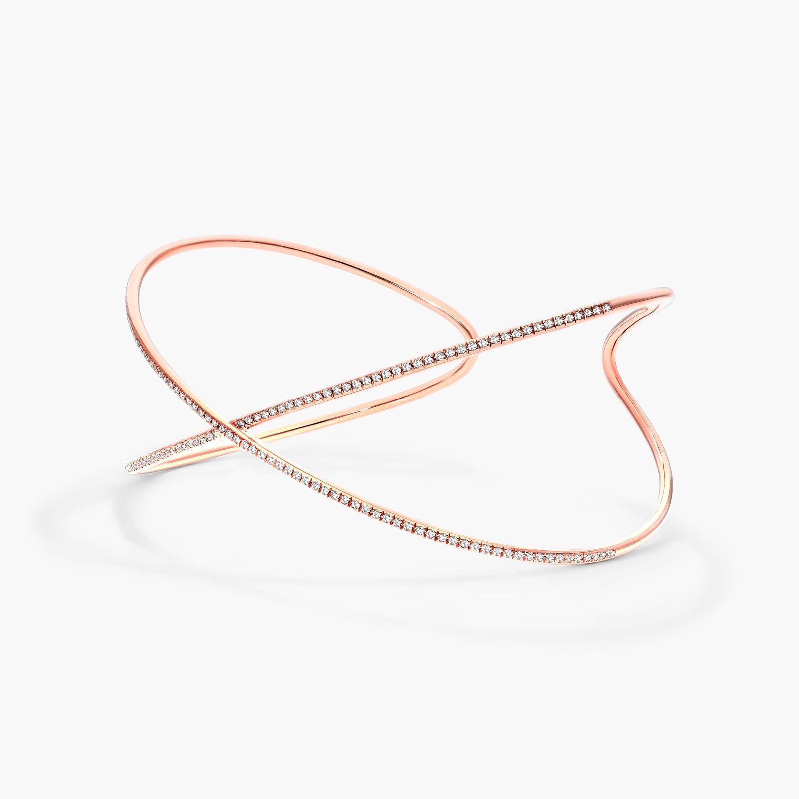Criss Cross Cuff Diamond Bracelet In 14K Rose Gold