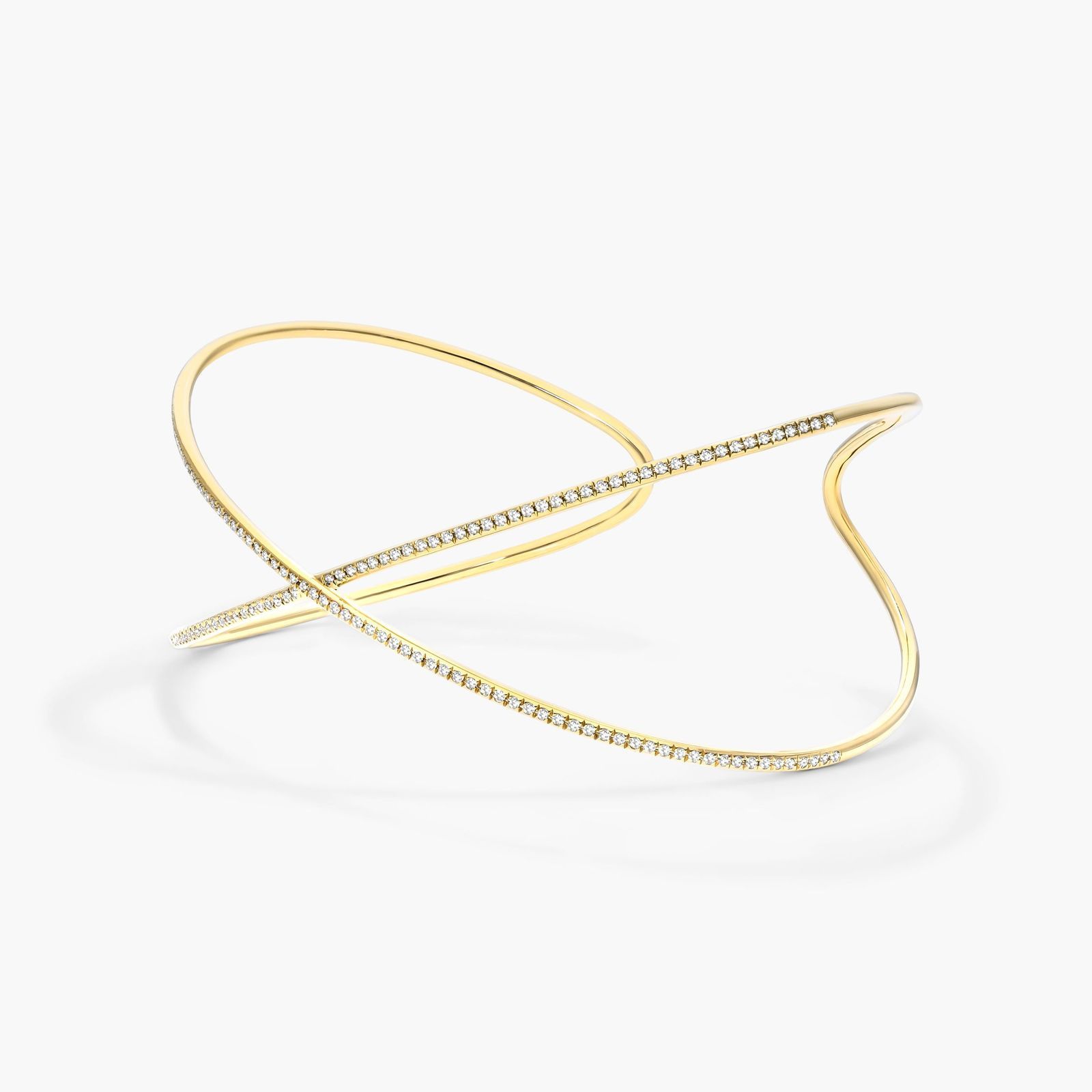 Criss Cross Cuff Diamond Bracelet In 14K Yellow Gold