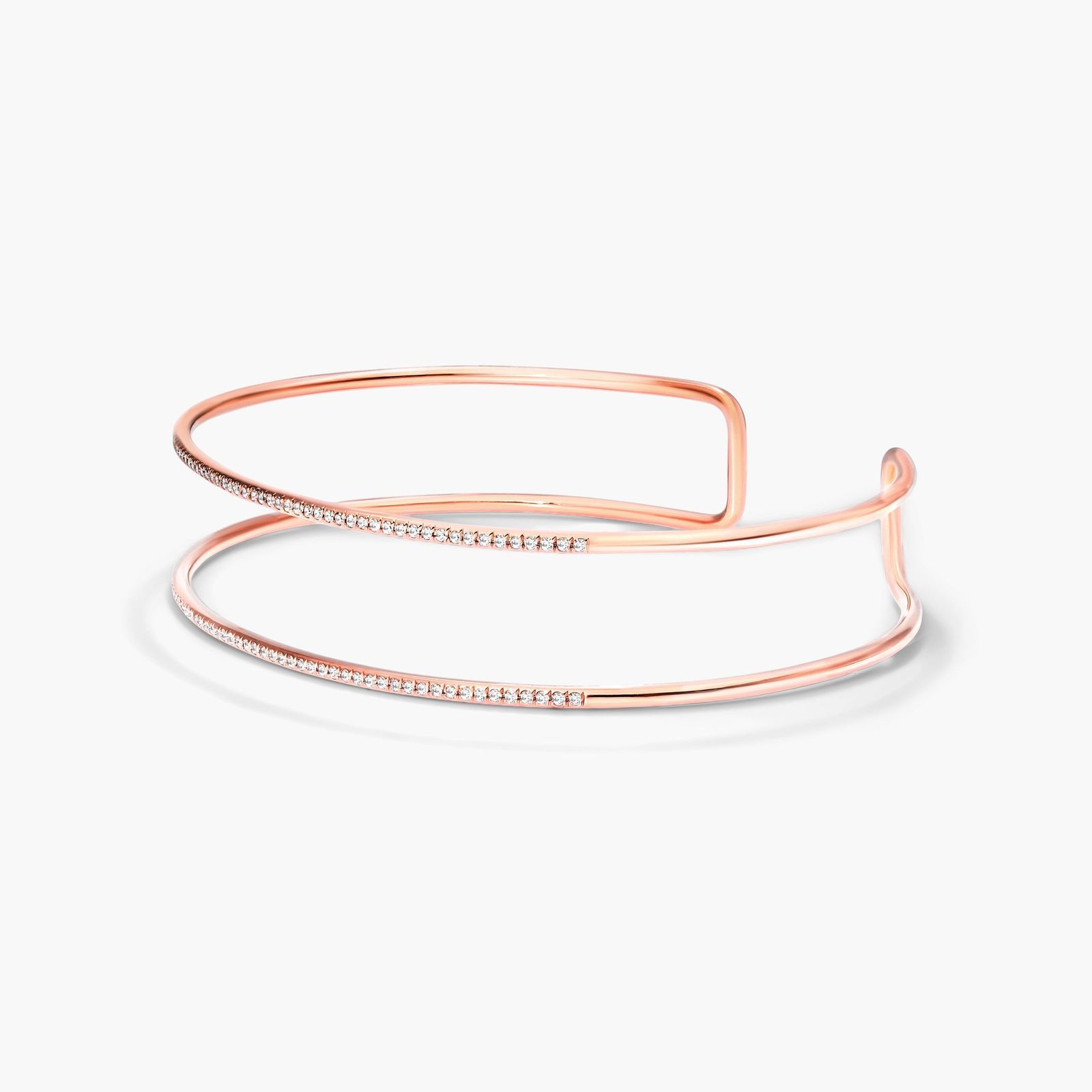 Two Row Cuff Diamond Bracelet In 14K Rose Gold