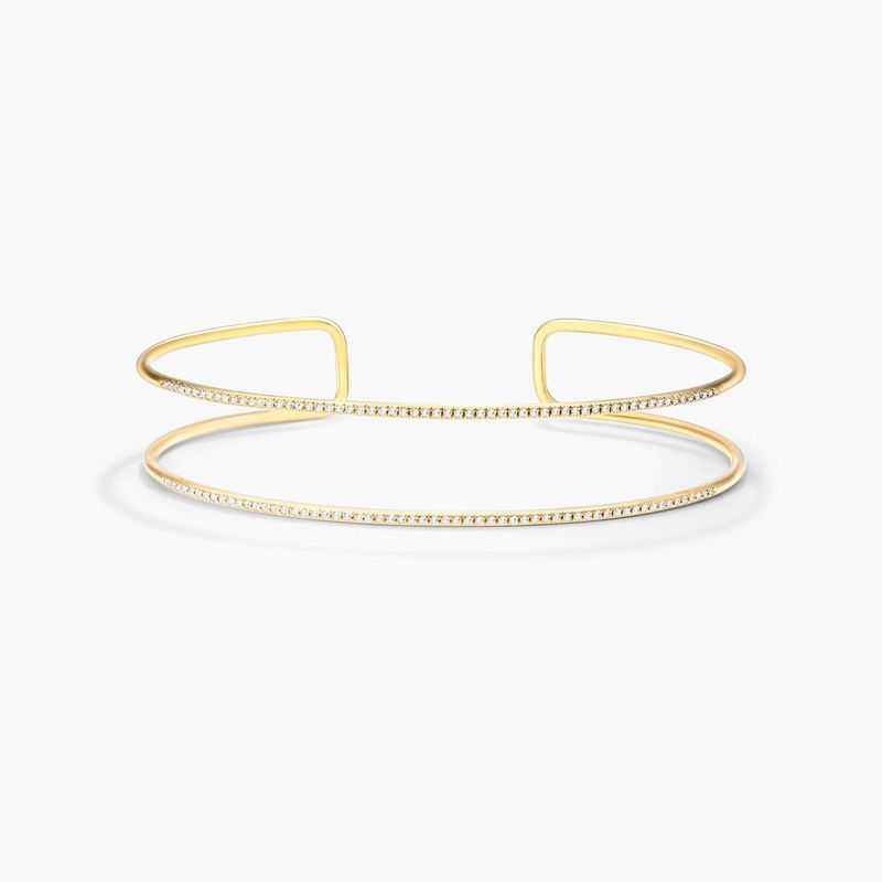 Two Row Cuff Diamond Bracelet In 14K Yellow Gold