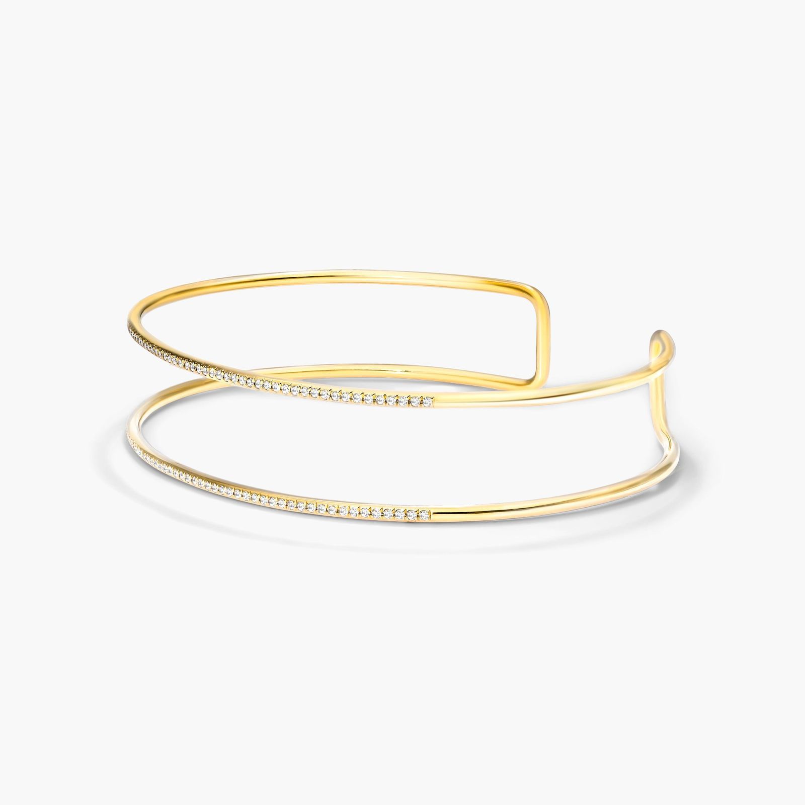 Two Row Cuff Diamond Bracelet In 14K Yellow Gold
