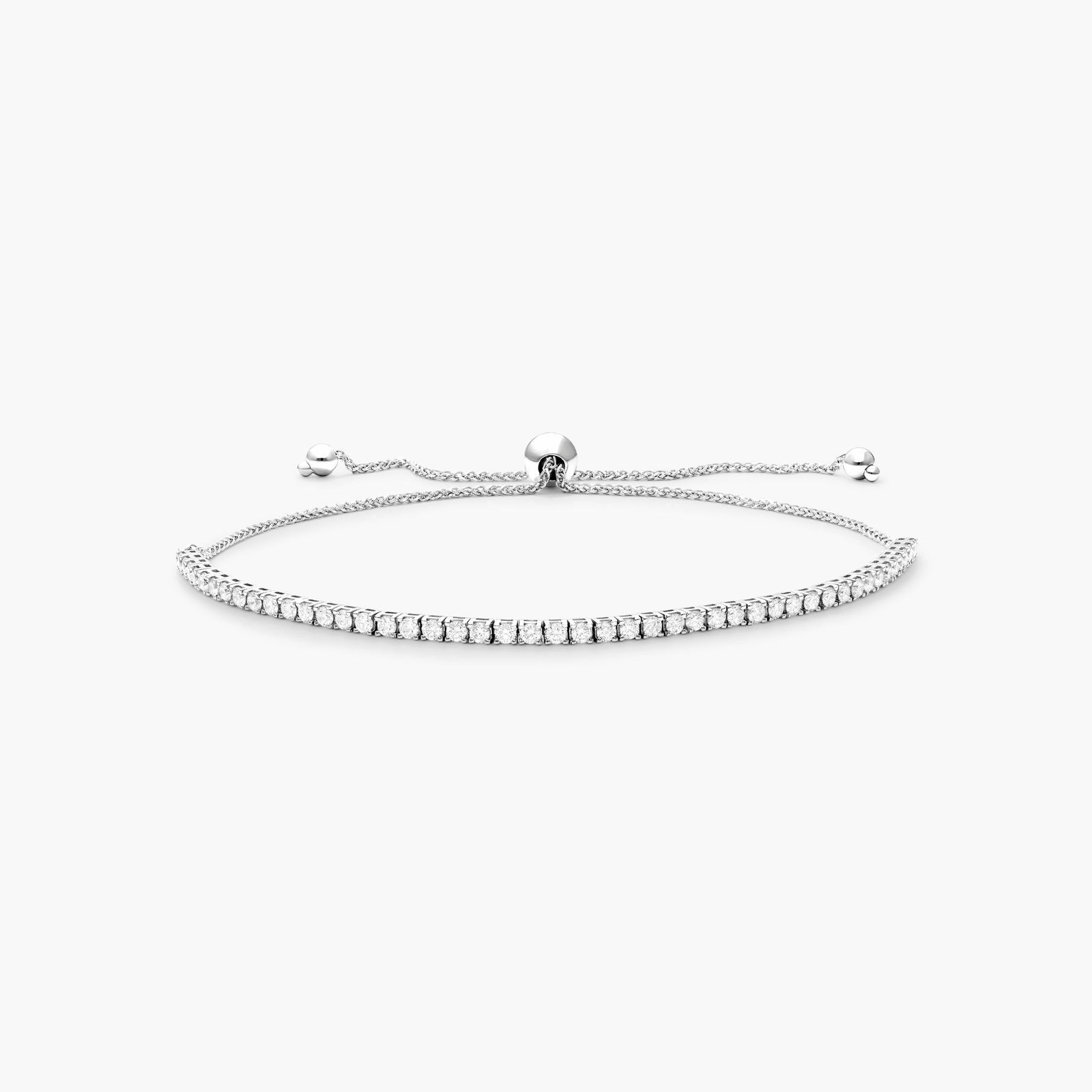 Diamond Tennis Bolo Bracelet In 14K White Gold