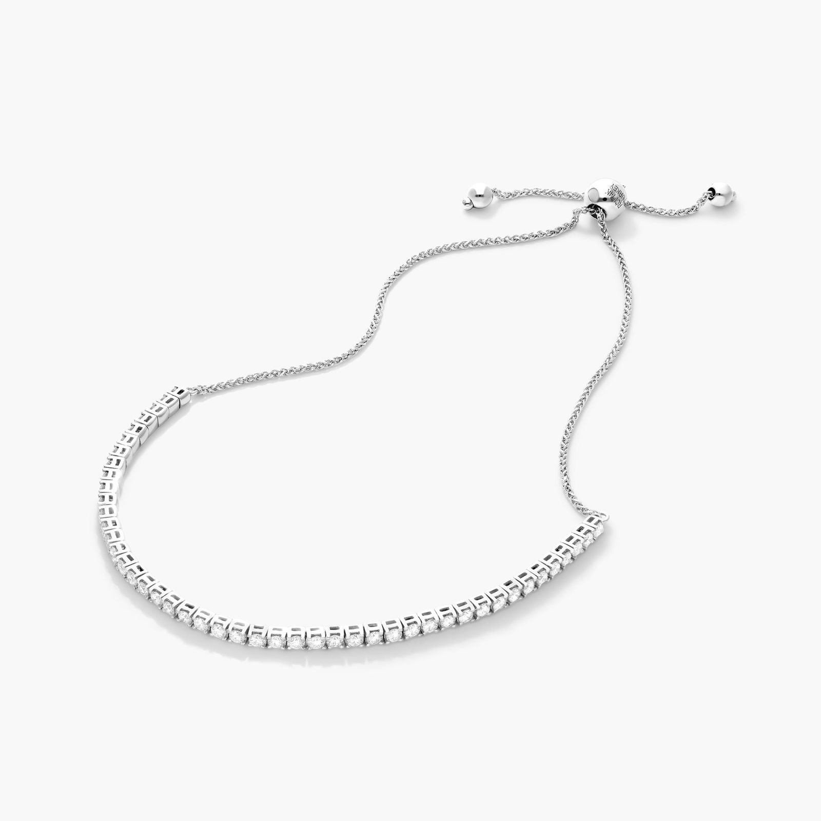 Diamond Tennis Bolo Bracelet In 14K White Gold