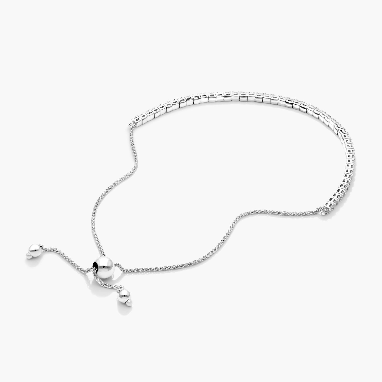 Diamond Tennis Bolo Bracelet In 14K White Gold
