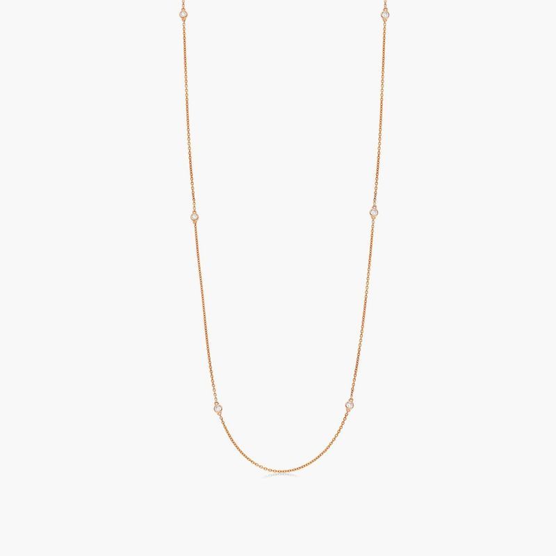 Six Stations Diamond Necklace In 14K Rose Gold