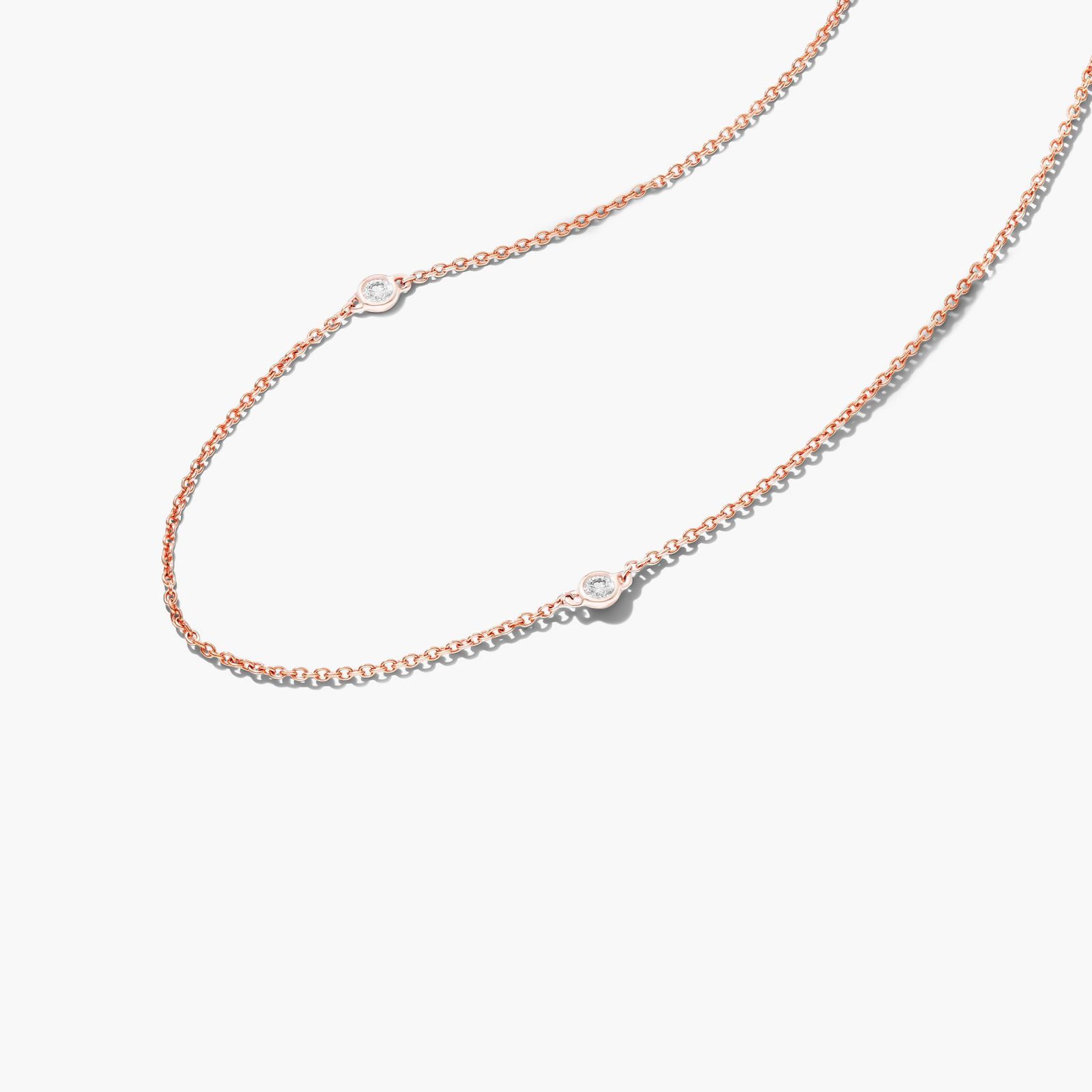 Six Stations Diamond Necklace In 14K Rose Gold