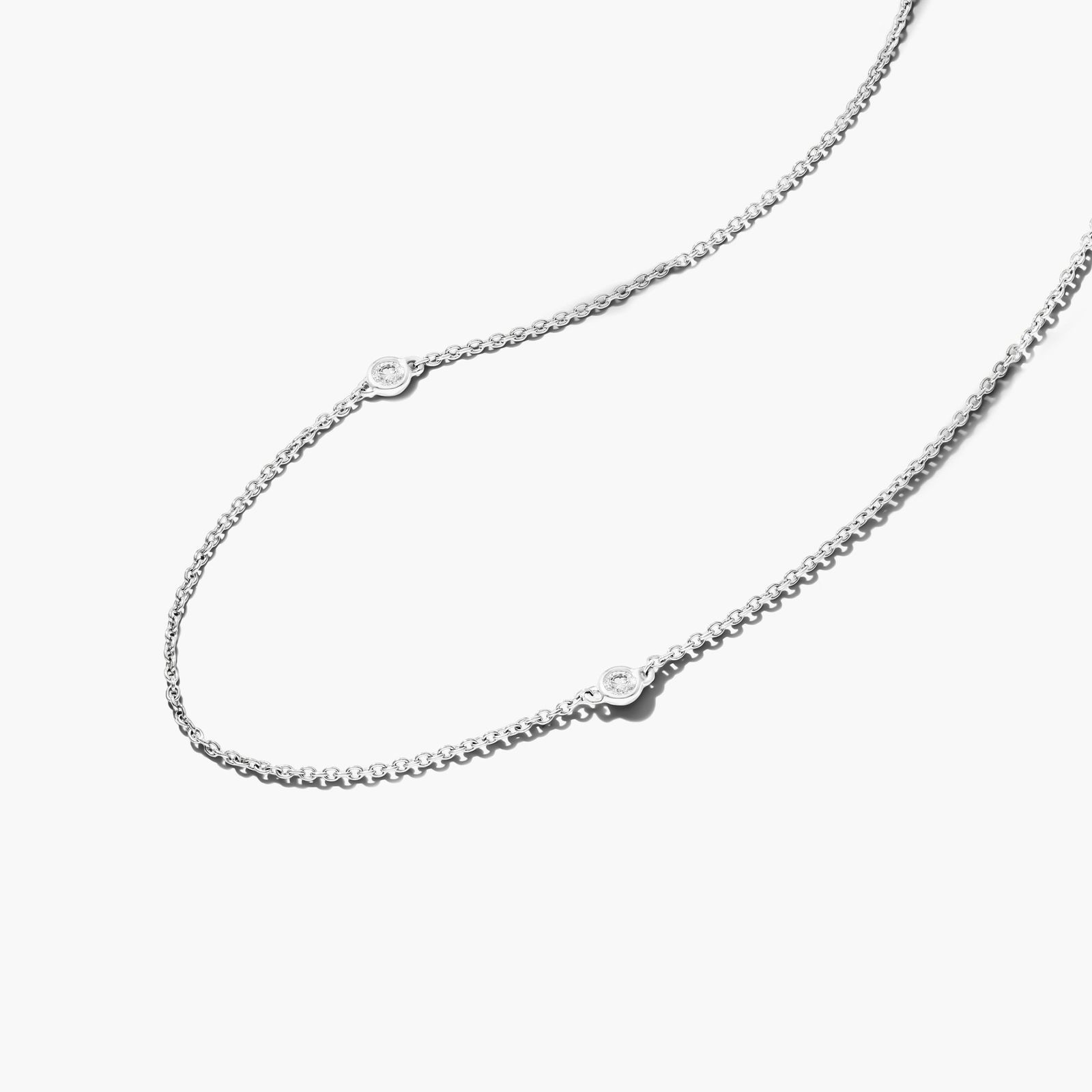 Six Stations Diamond Necklace In 14K White Gold
