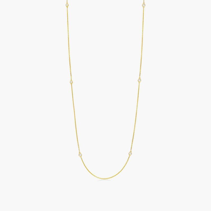 Six Stations Diamond Necklace In 14K Yellow Gold