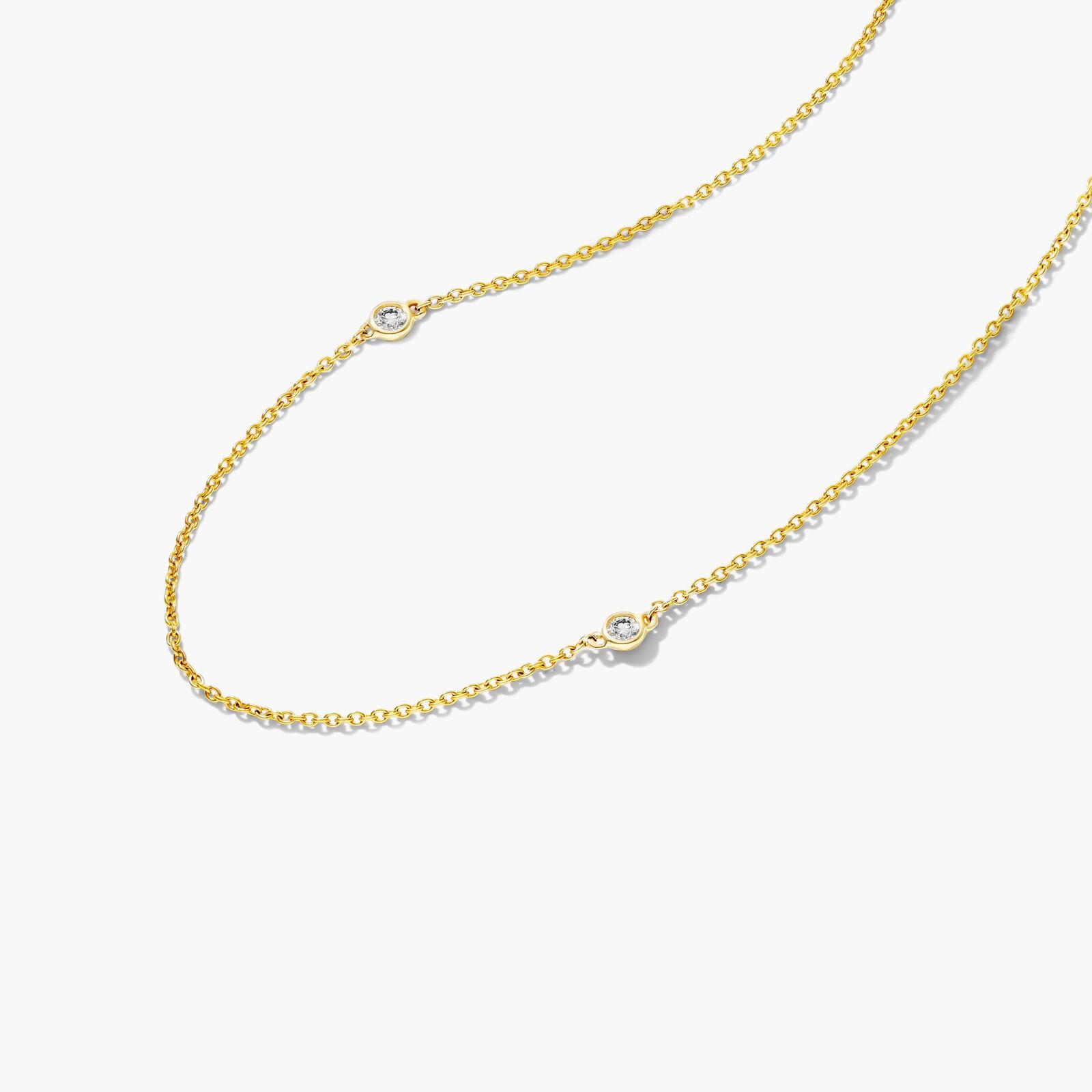 Six Stations Diamond Necklace In 14K Yellow Gold