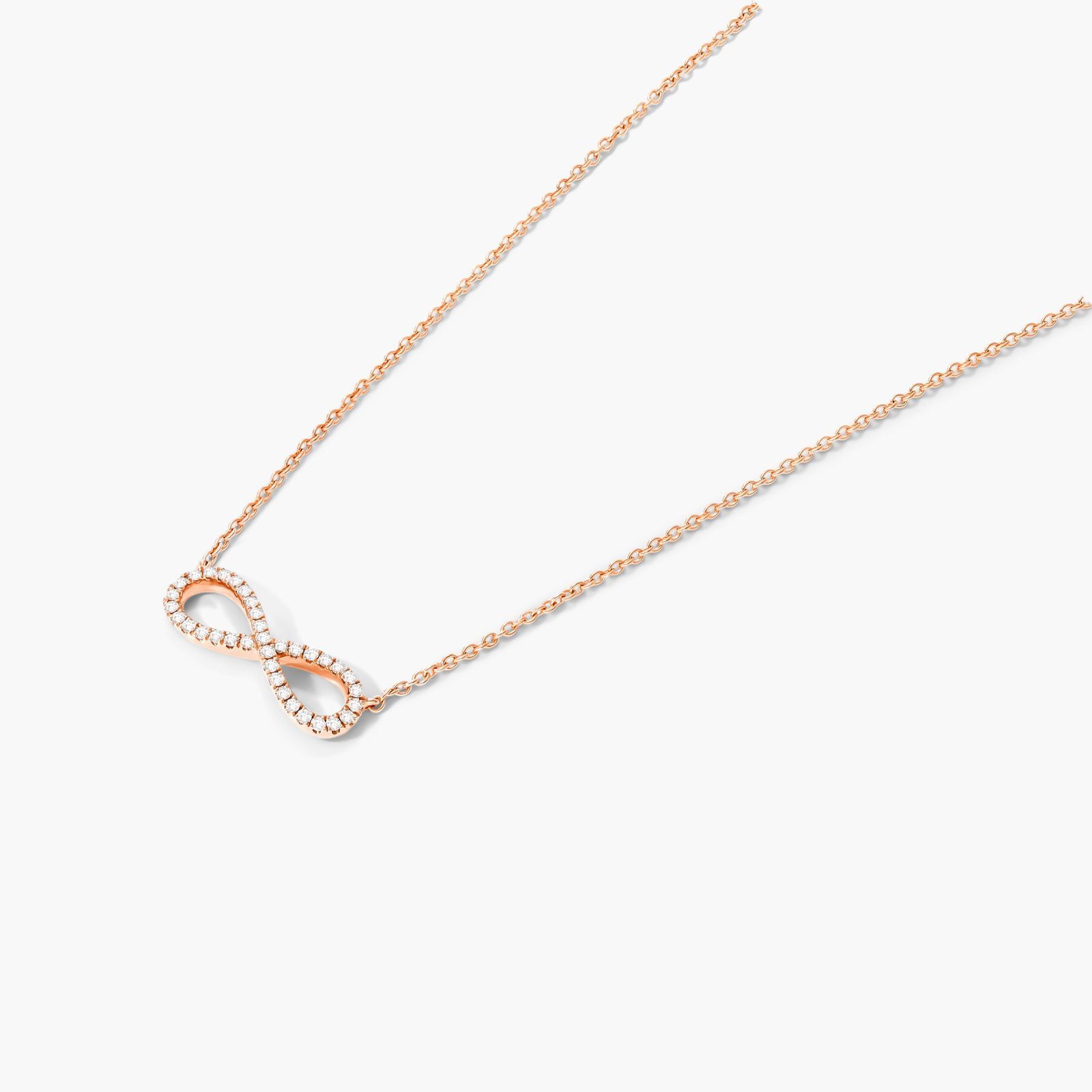 Infinity Pavé Necklace In 14K Rose Gold