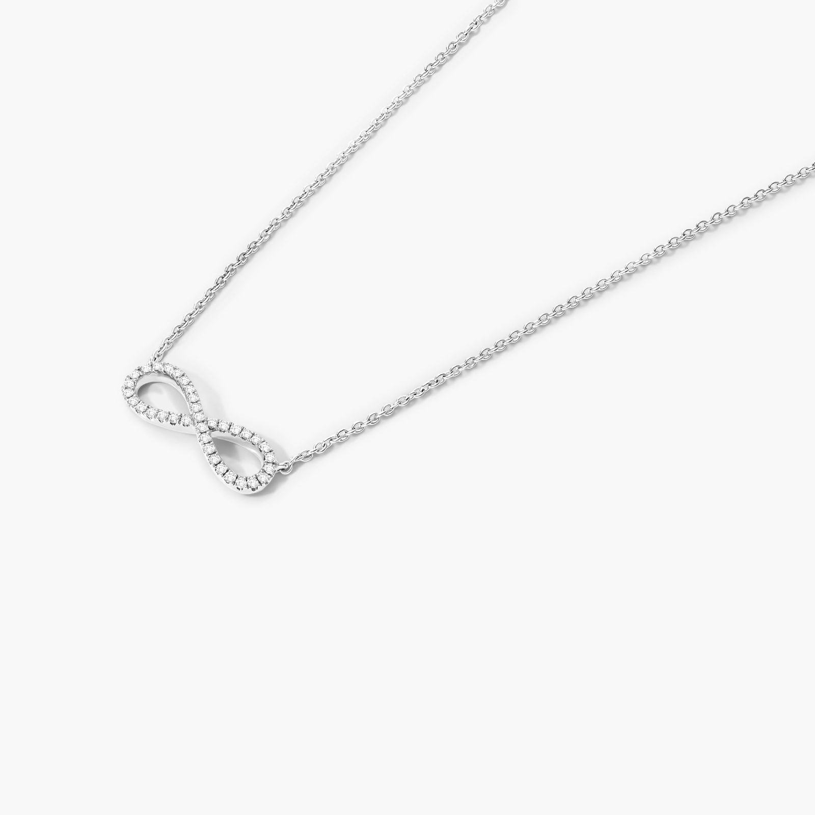 Infinity Pavé Necklace In 14K White Gold
