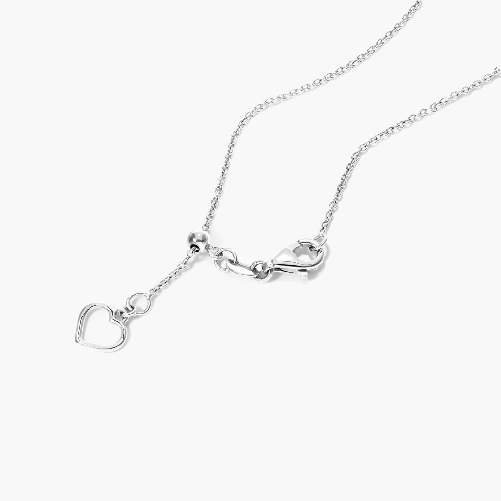 Pavé Heart Shaped Diamond Necklace In 14K White Gold