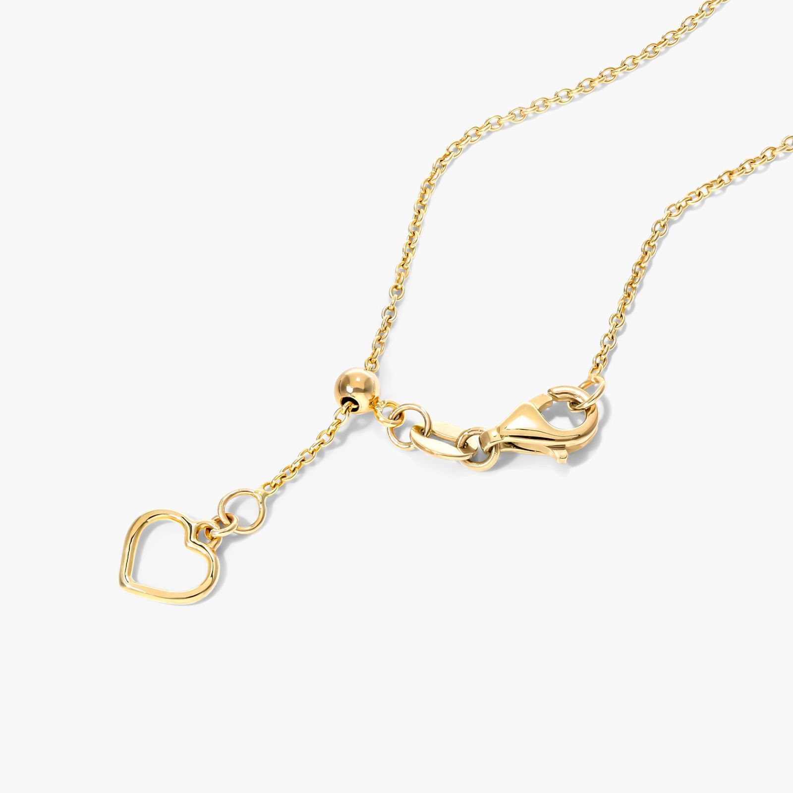 Pavé Heart Shaped Diamond Necklace In 14K Yellow Gold