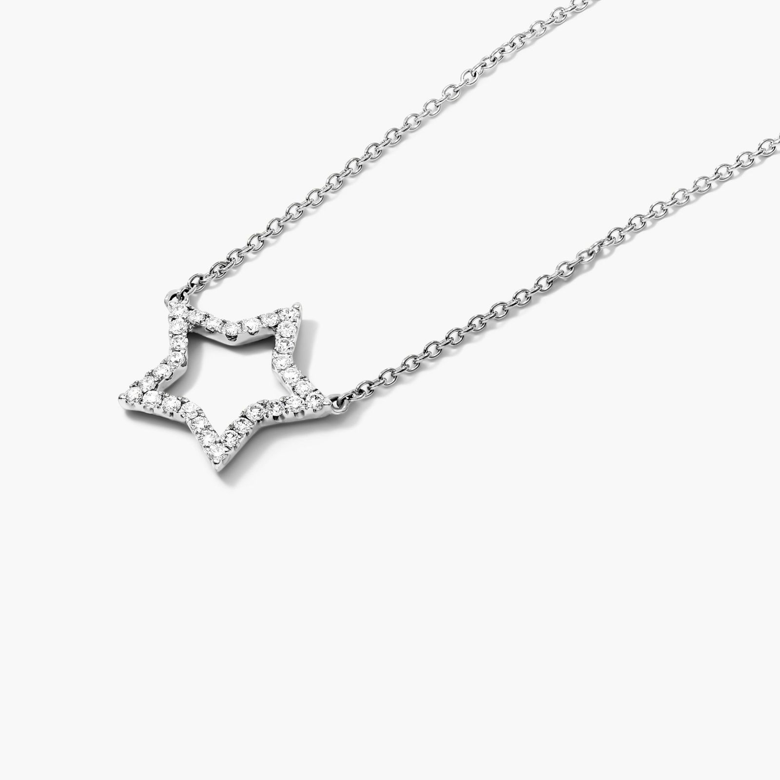 Star Shaped Diamond Necklace In 14K White Gold