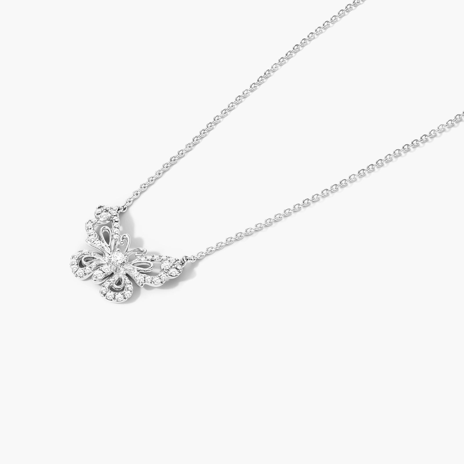 Pavé Butterfly Necklace In 14K White Gold