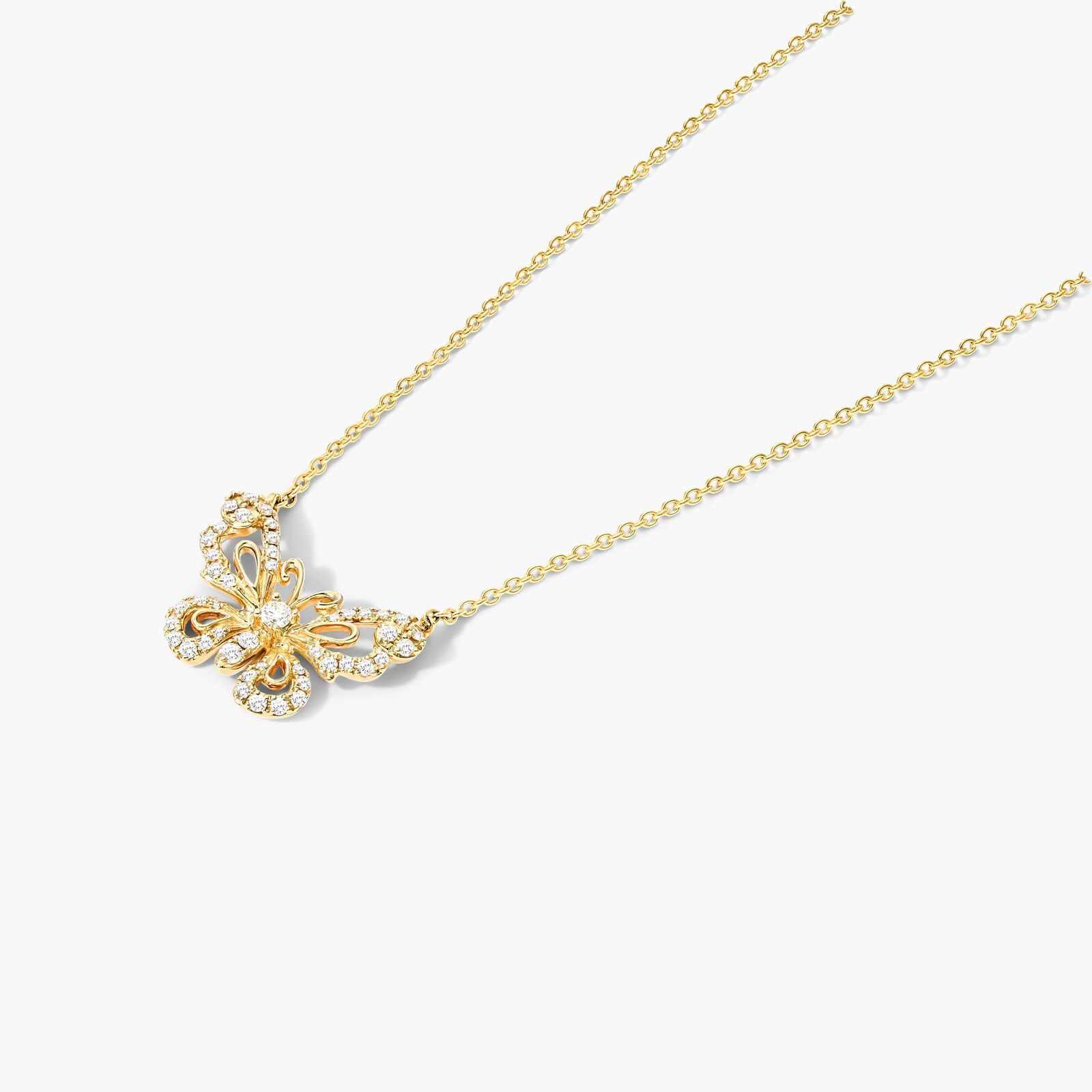 Pavé Butterfly Necklace In 14K Yellow Gold