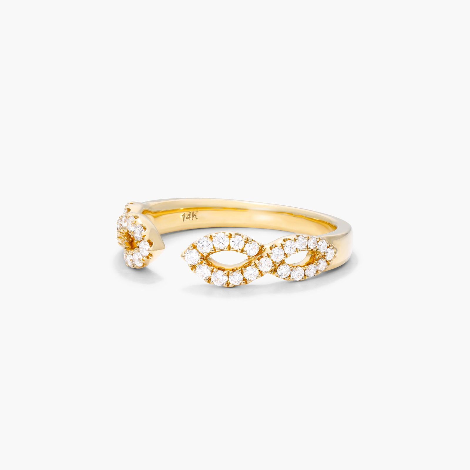 Infinity Open Diamond Ring In 14K Yellow Gold