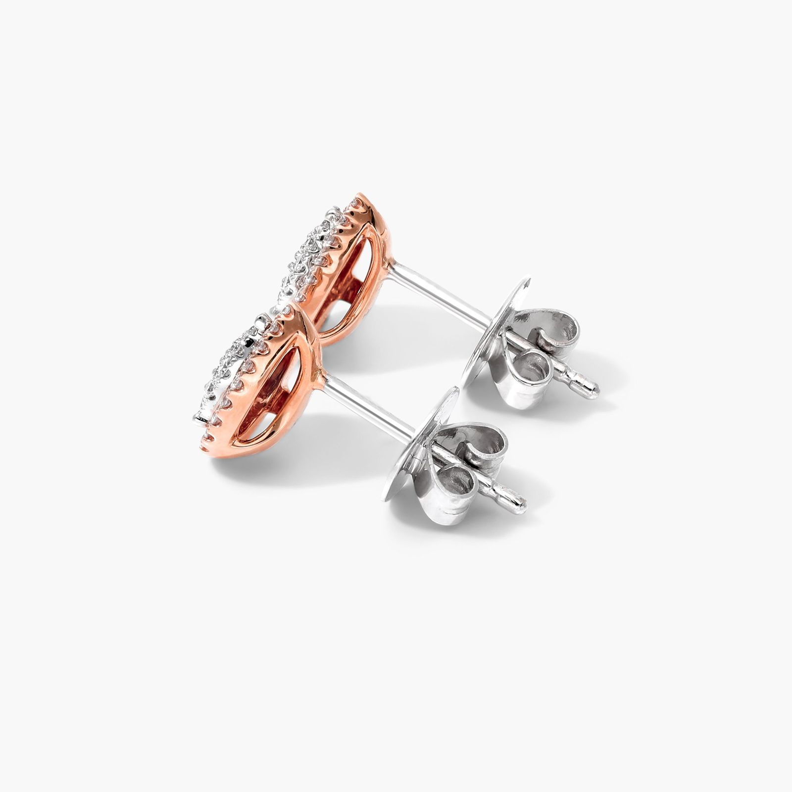 Pear Halo Cluster Diamond Stud Earrings In 14K Rose Gold