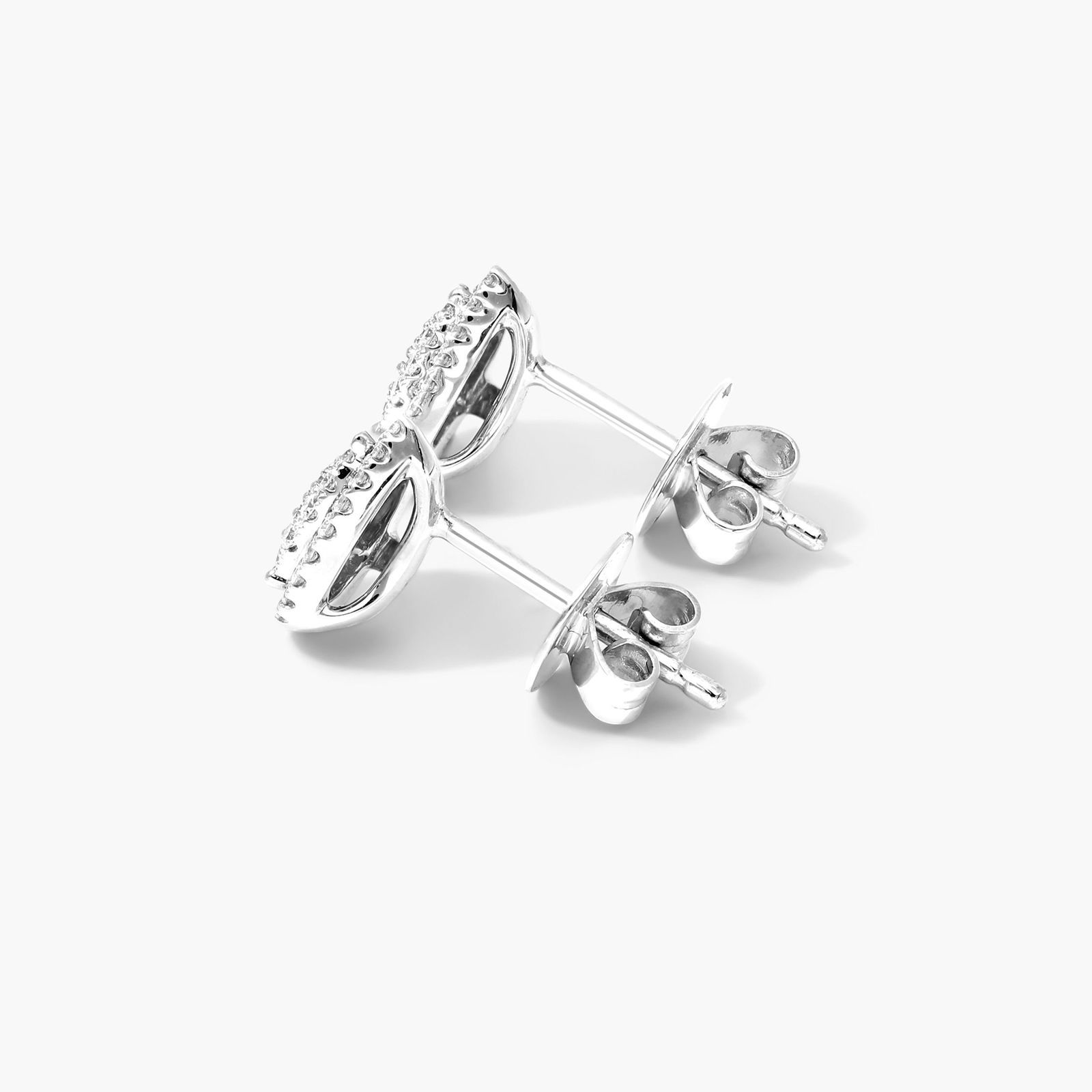 Pear Halo Cluster Diamond Stud Earrings In 14K White Gold
