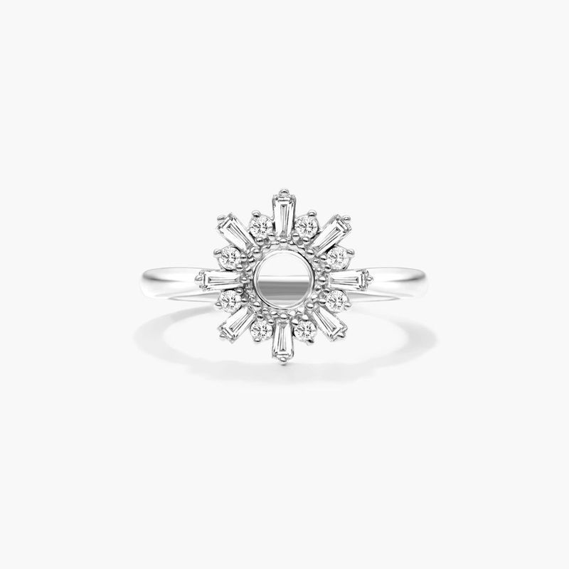 Sunburst Diamond Ring In 14K White Gold